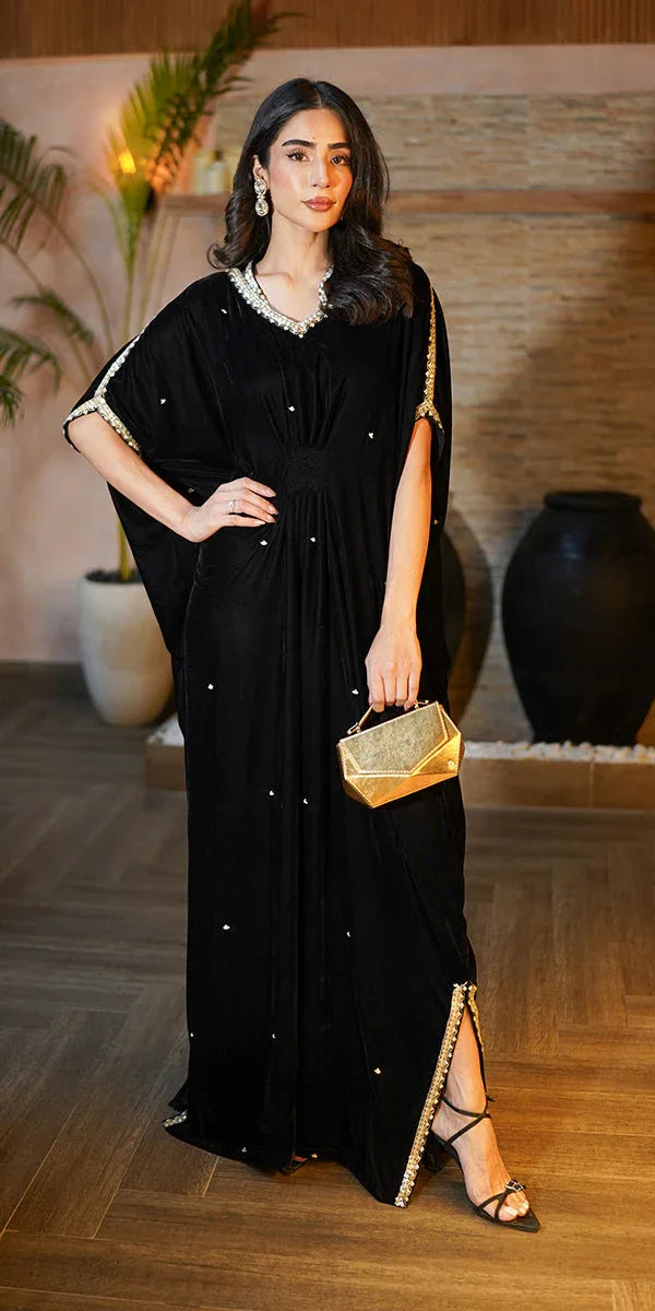 Erum Khan | Velvet Wisper | Black Swan - Aqsa Fabrics