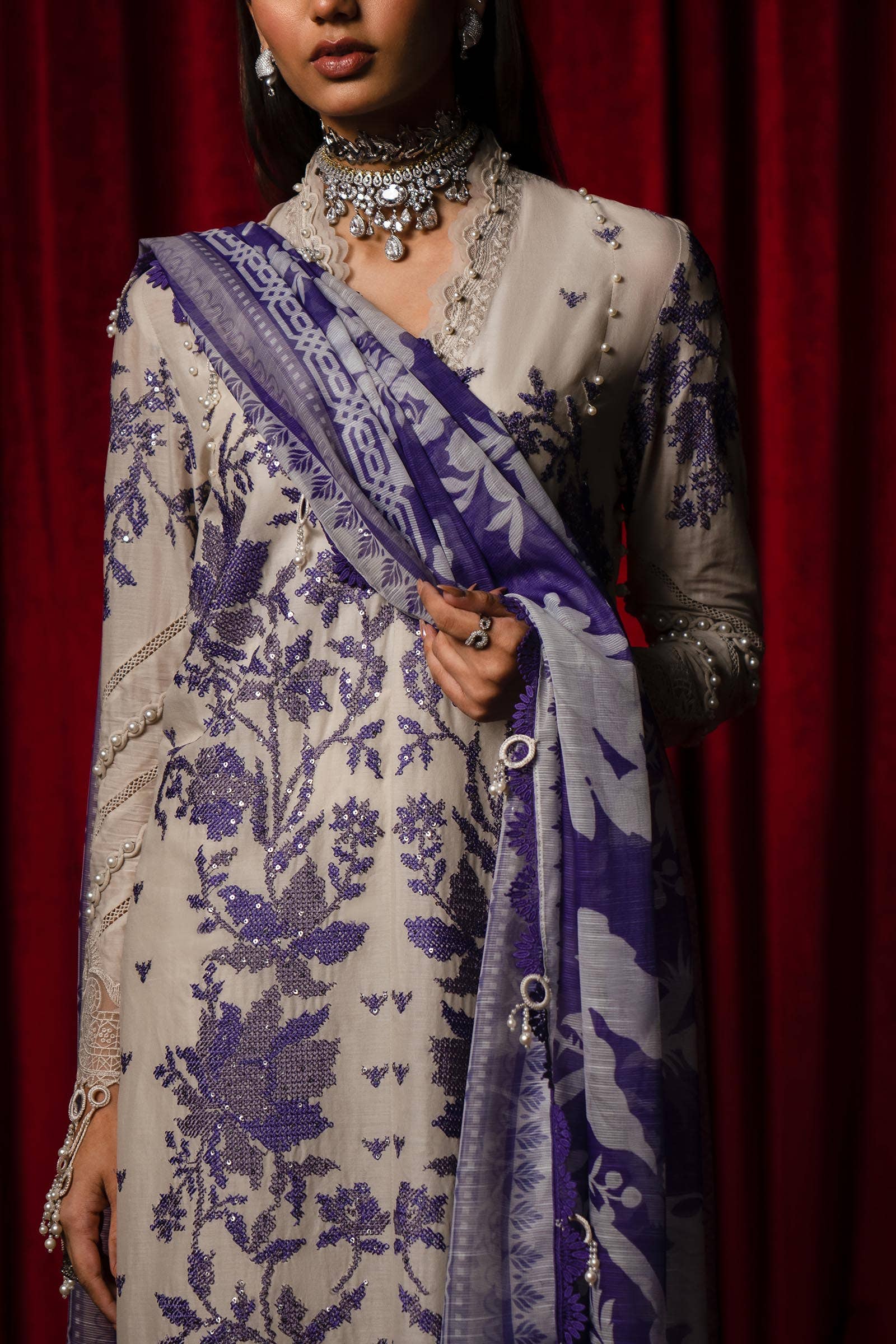 Sana Safinaz | Luxury Collection 24 | L241-008B-3CV - Aqsa Fabrics