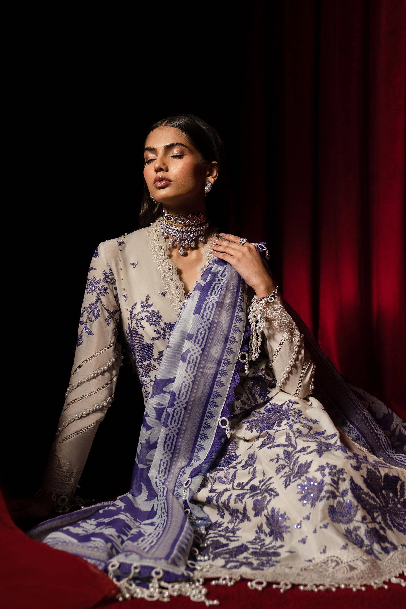 Sana Safinaz | Luxury Collection 24 | L241-008B-3CV - Aqsa Fabrics