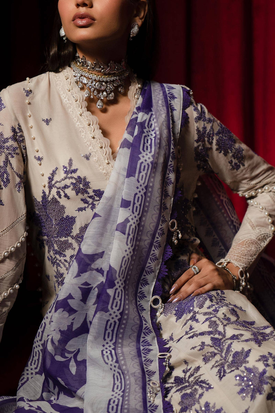 Sana Safinaz | Luxury Collection 24 | L241-008B-3CV - Aqsa Fabrics