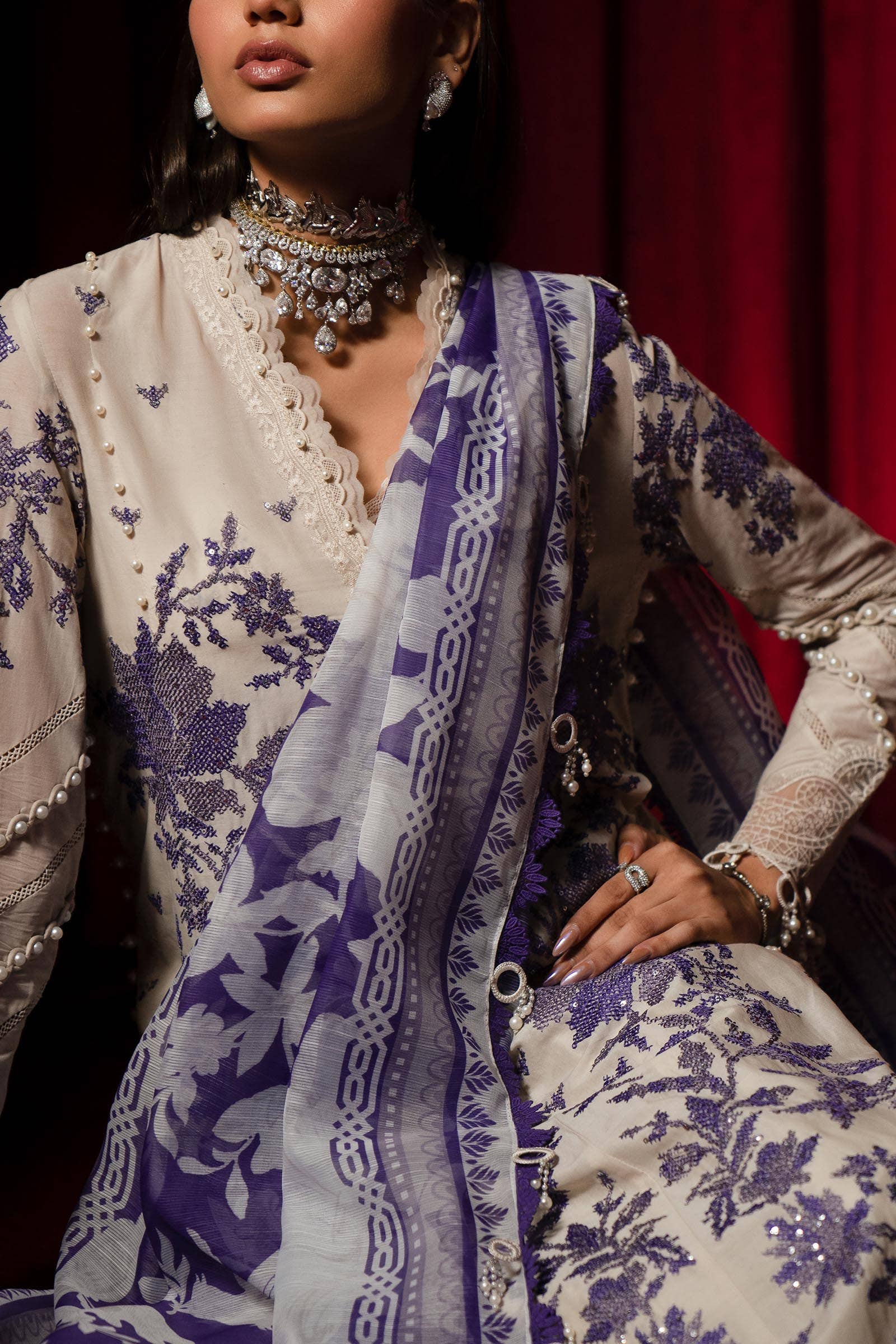 Sana Safinaz | Luxury Collection 24 | L241-008B-3CV - Aqsa Fabrics