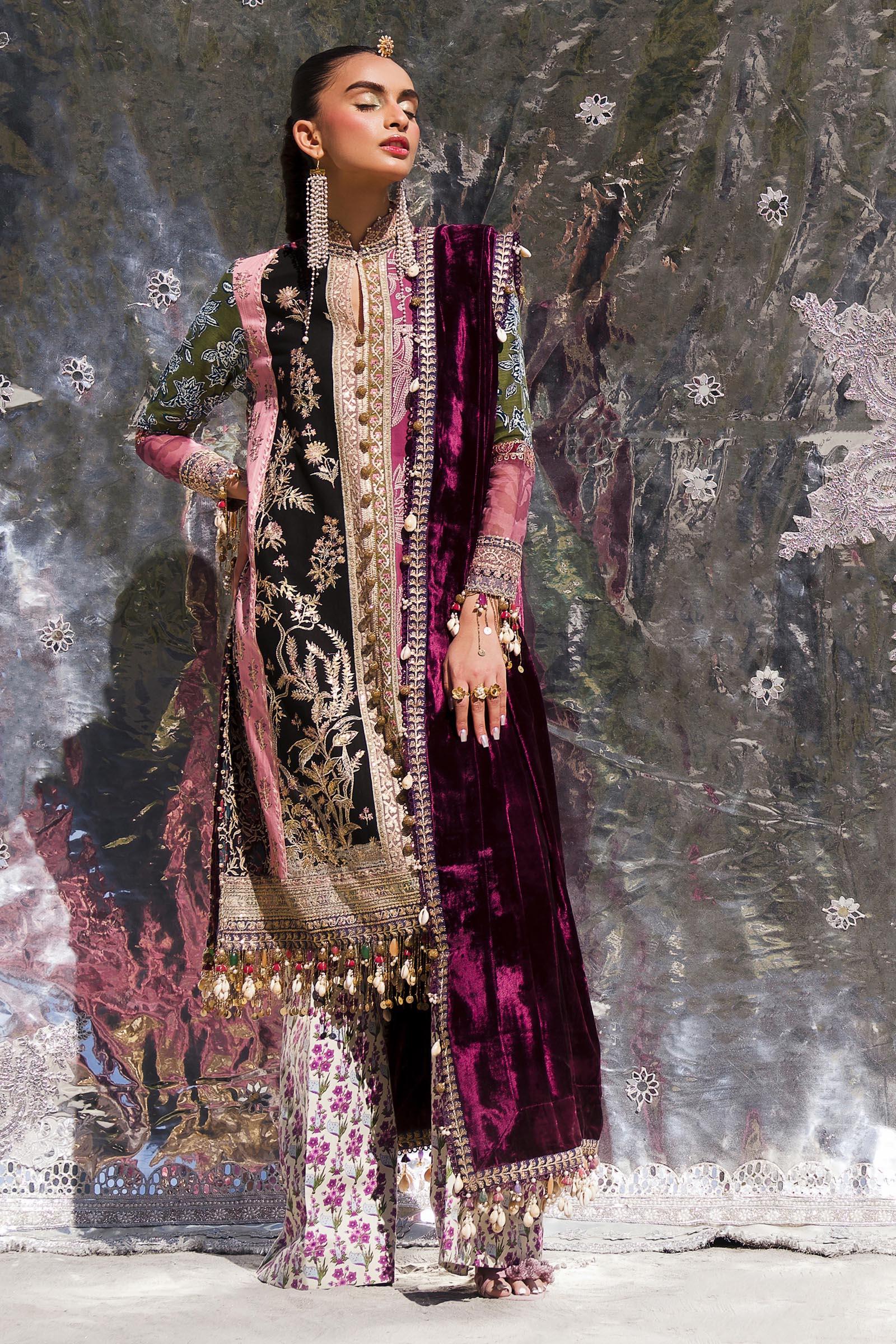 Sana Safinaz | Winter Shawl 24 | Velvet S241-006A-3CP - Aqsa Fabrics