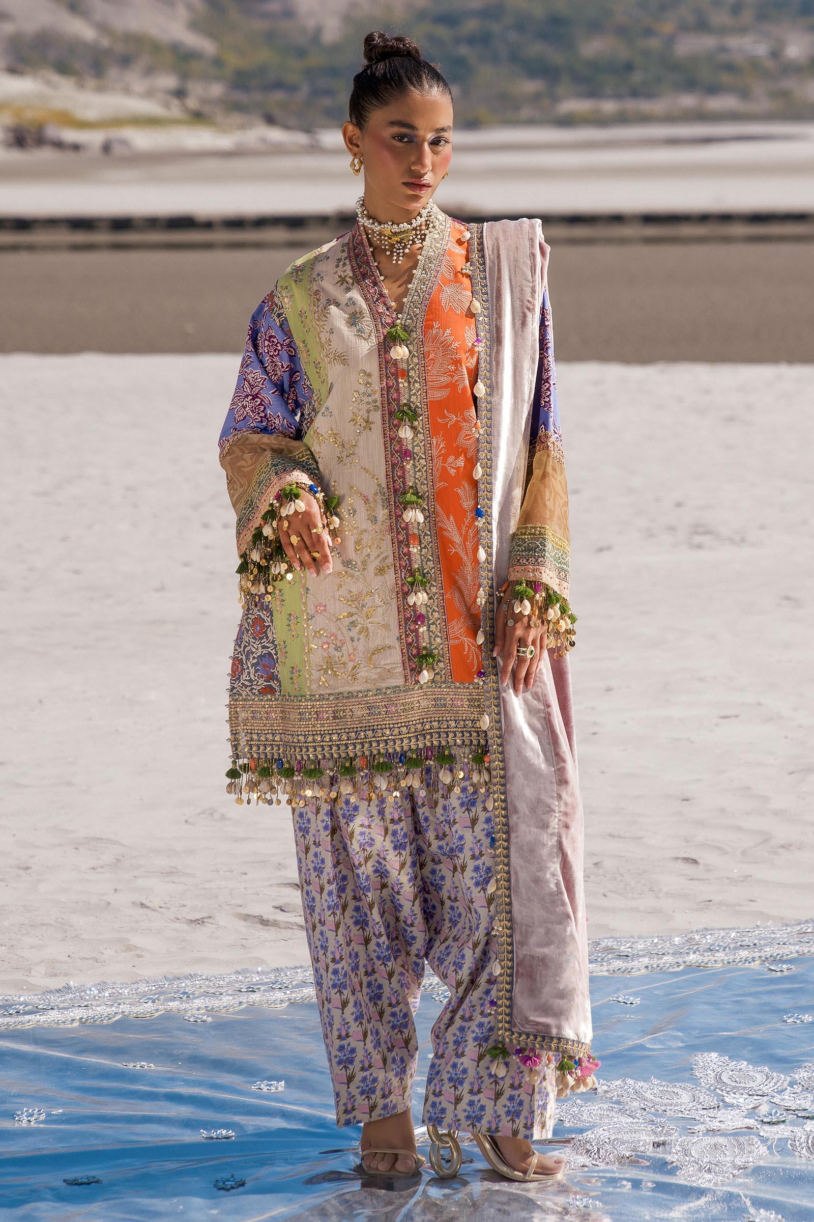 Sana Safinaz | Winter Shawl 24 | Velvet S241-006B-3CP - Aqsa Fabrics