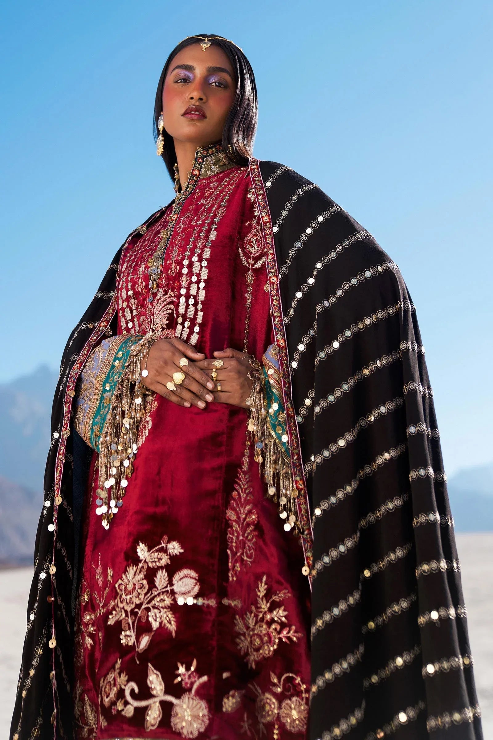 Sana Safinaz | Winter Shawl 24 | Velvet V241-002-3CP - Aqsa Fabrics