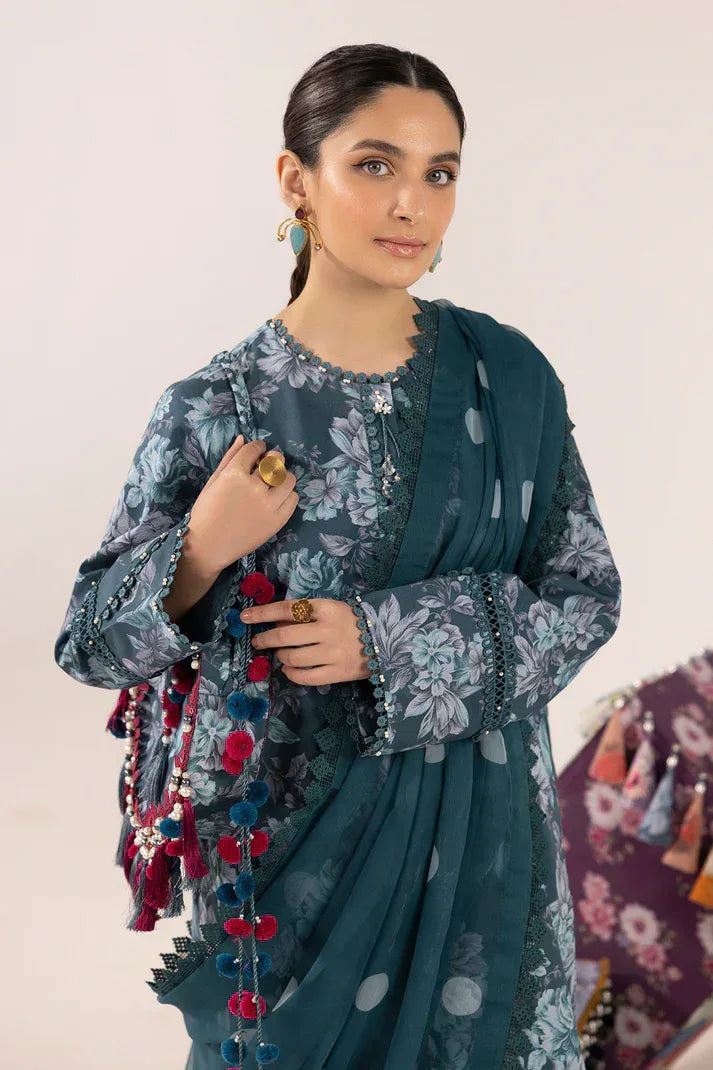 Alizeh | Sheen Lawn Prints 24 | Sea Mist - Aqsa Fabrics
