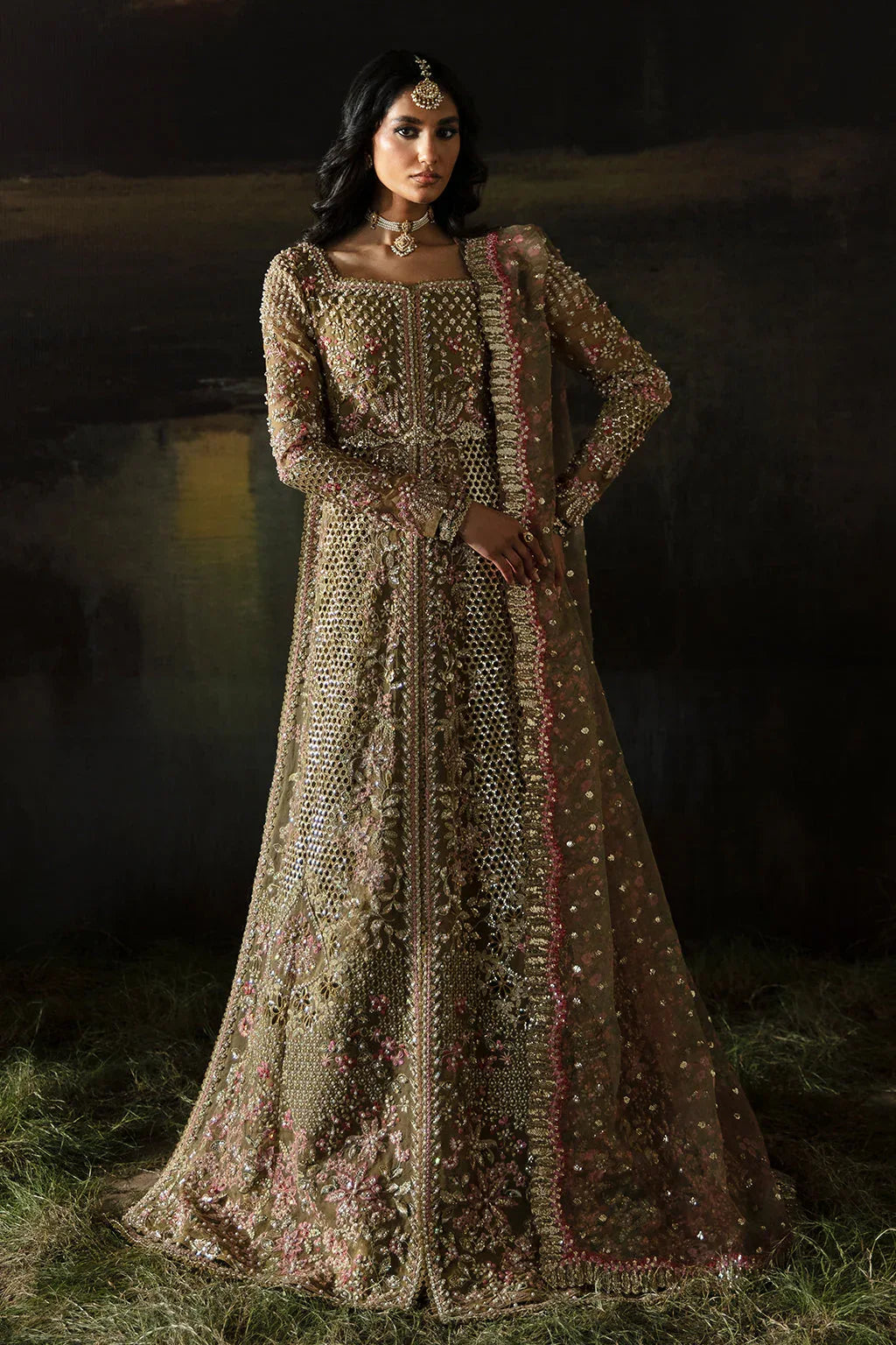 Hayat by Afrozeh Embroidered Organza 3Pc Suit AFH-24-01 SUHANA - Aqsa Fabrics