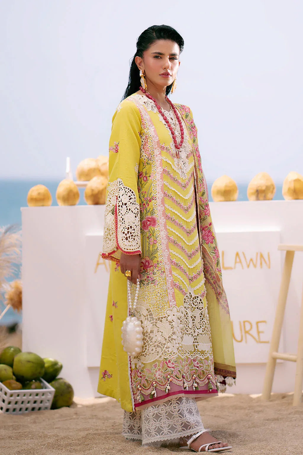 AJR Couture | Dastan Luxury Lawn 25 | Sunset - Aqsa Fabrics