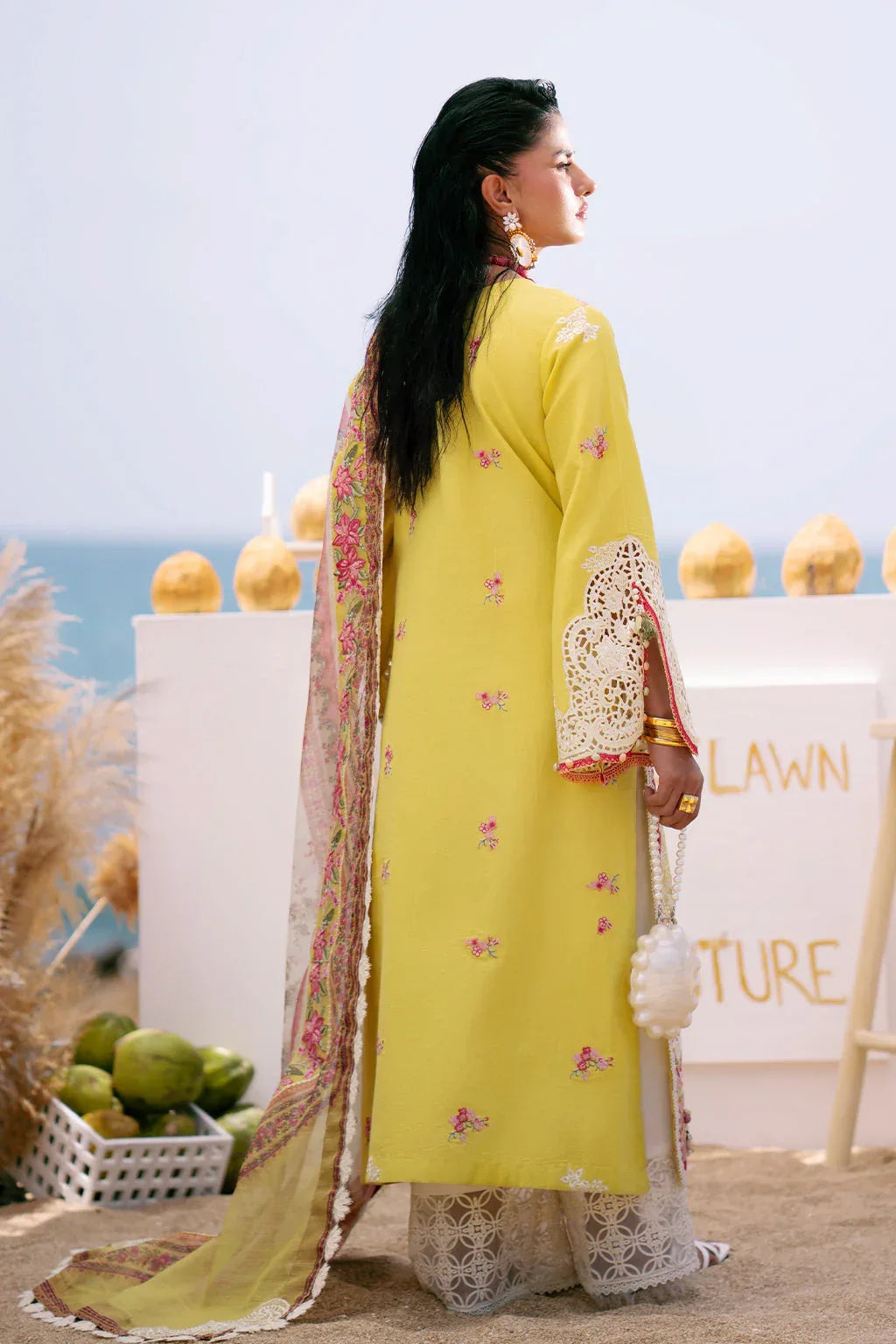 AJR Couture | Dastan Luxury Lawn 25 | Sunset - Aqsa Fabrics