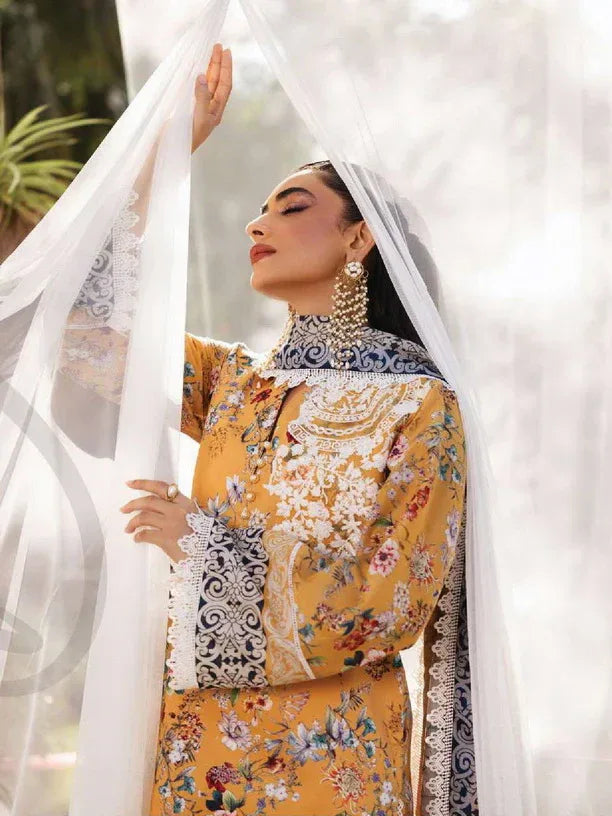 Tahra by Zainab Chottani Embroidered Lawn 3Pc Suit D-02A BEEHA - Aqsa Fabrics