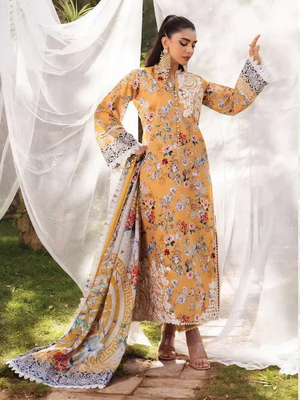 Tahra by Zainab Chottani Embroidered Lawn 3Pc Suit D-02A BEEHA - Aqsa Fabrics
