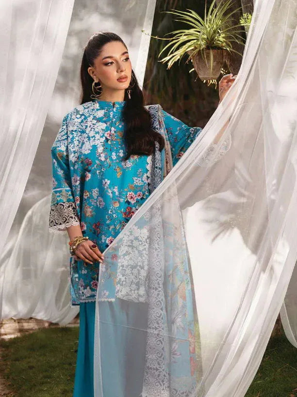 Tahra by Zainab Chottani Embroidered Lawn 3Pc Suit D-02B BEEHA - Aqsa Fabrics