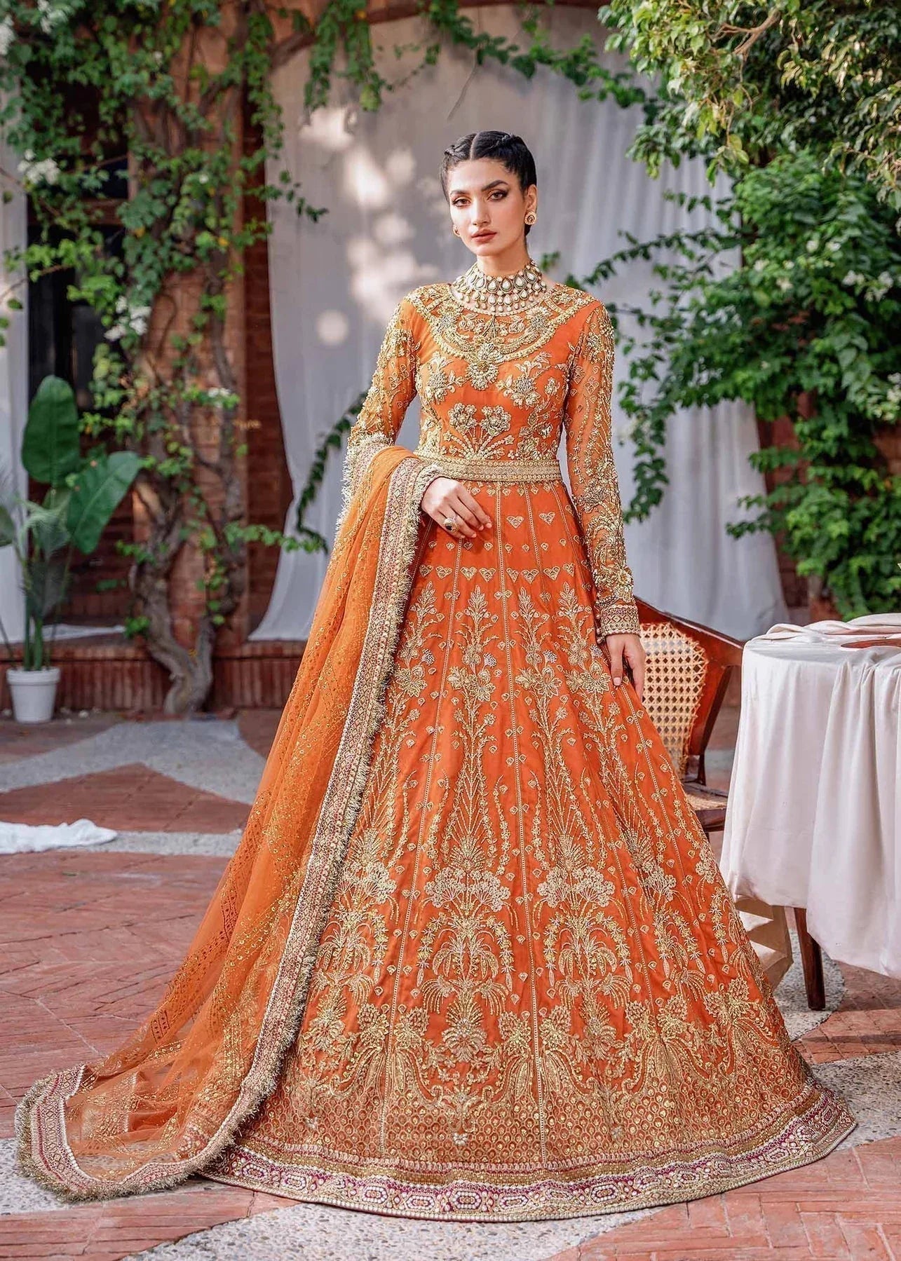 Akbar Aslam Mastani Embroidered Net 3Pc Suit - MAHJABEEN - Aqsa Fabrics