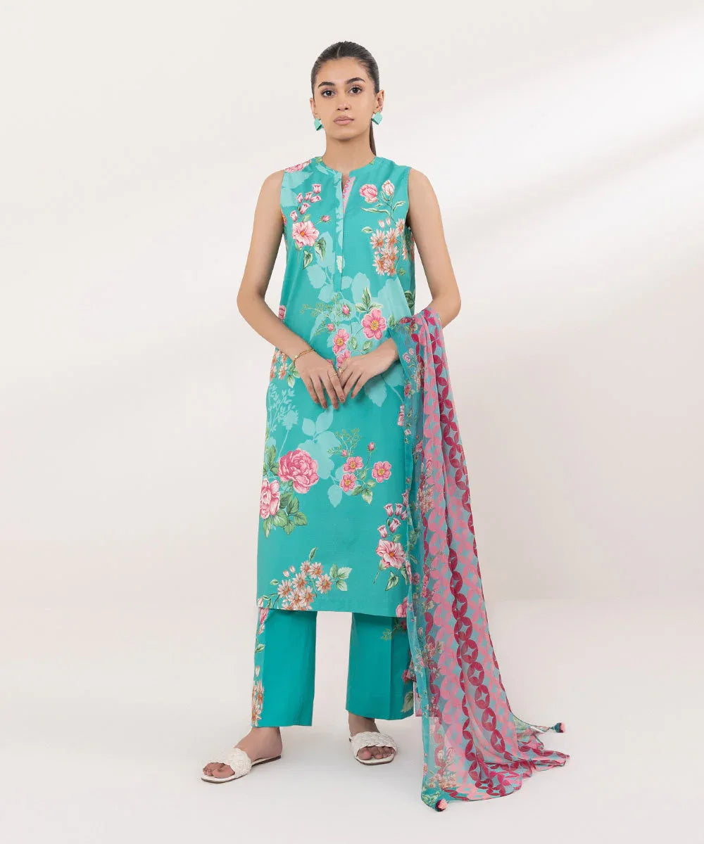 Sapphire | Intermix 2024 | Cambric Suit S-21 - Aqsa Fabrics