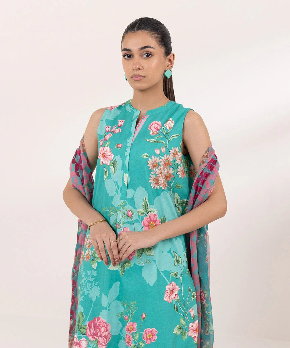 Sapphire | Intermix 2024 | Cambric Suit S-21 - Aqsa Fabrics