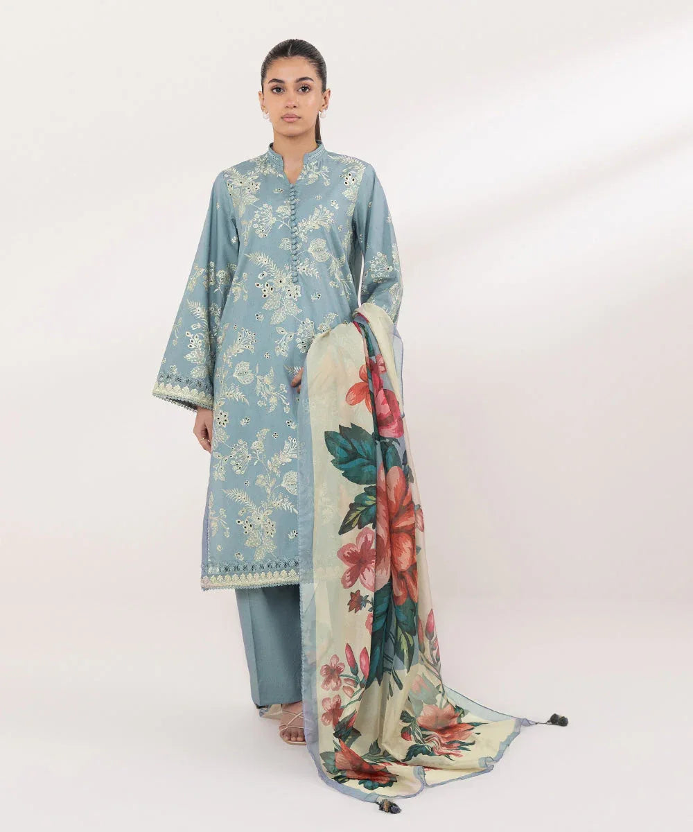 Sapphire | Intermix 2024 | Cambric Suit S-16 - Aqsa Fabrics