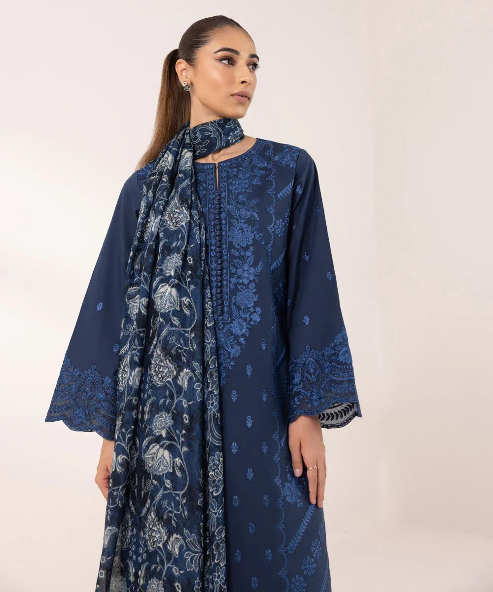 Sapphire | Intermix 2024 | Cambric Suit S-17 - Aqsa Fabrics
