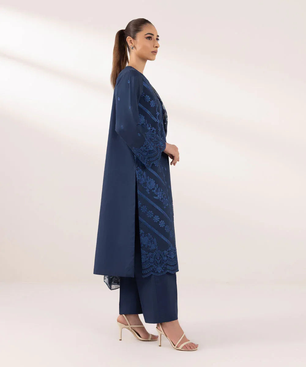 Sapphire | Intermix 2024 | Cambric Suit S-17 - Aqsa Fabrics