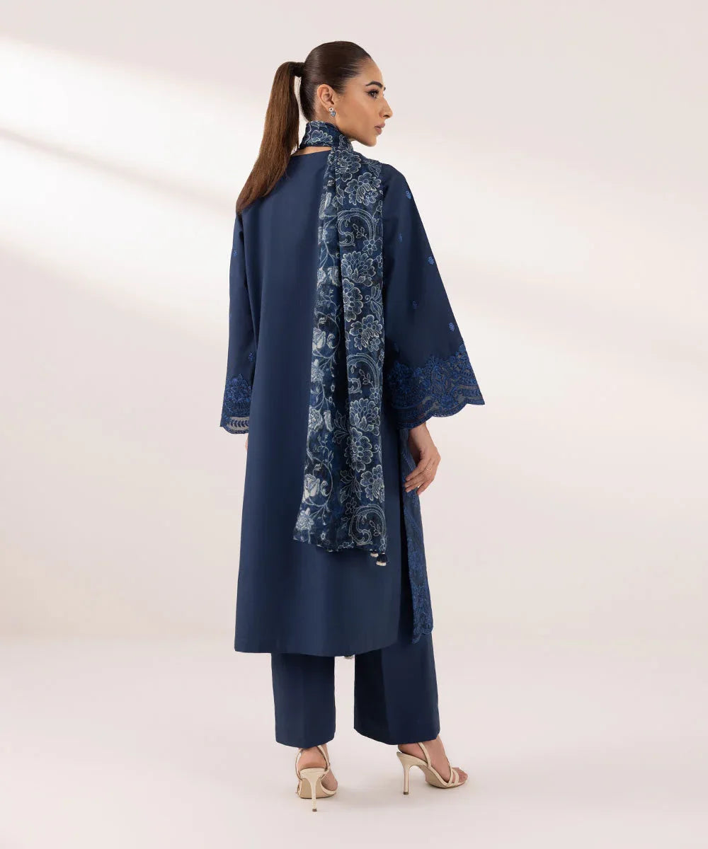 Sapphire | Intermix 2024 | Cambric Suit S-17 - Aqsa Fabrics