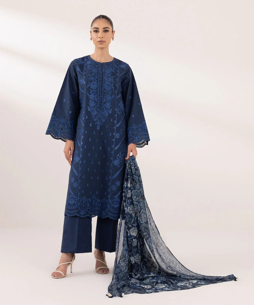 Sapphire | Intermix 2024 | Cambric Suit S-17 - Aqsa Fabrics
