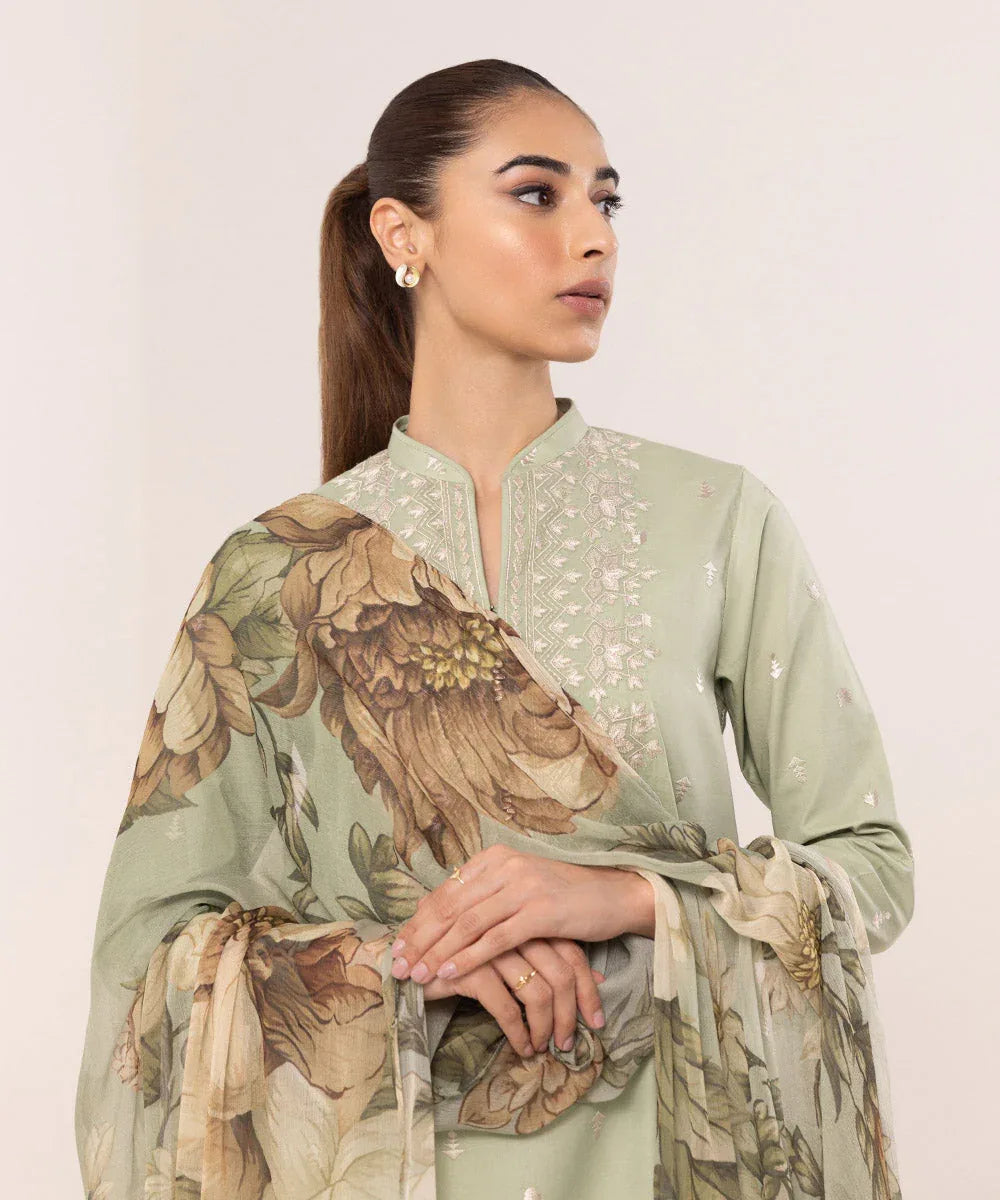 Sapphire | Intermix 2024 | Cambric Suit S-19 - Aqsa Fabrics