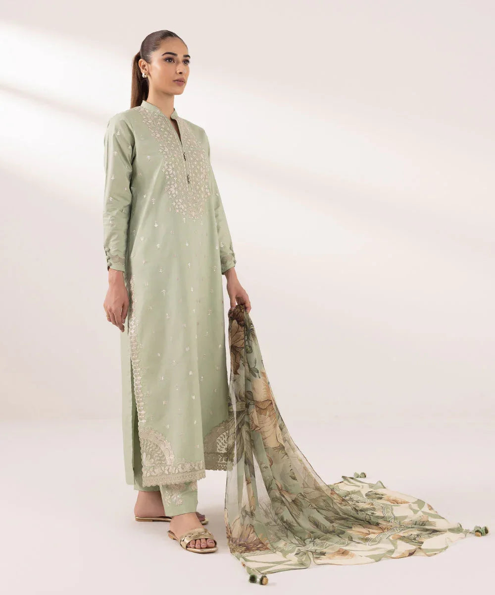 Sapphire | Intermix 2024 | Cambric Suit S-19 - Aqsa Fabrics
