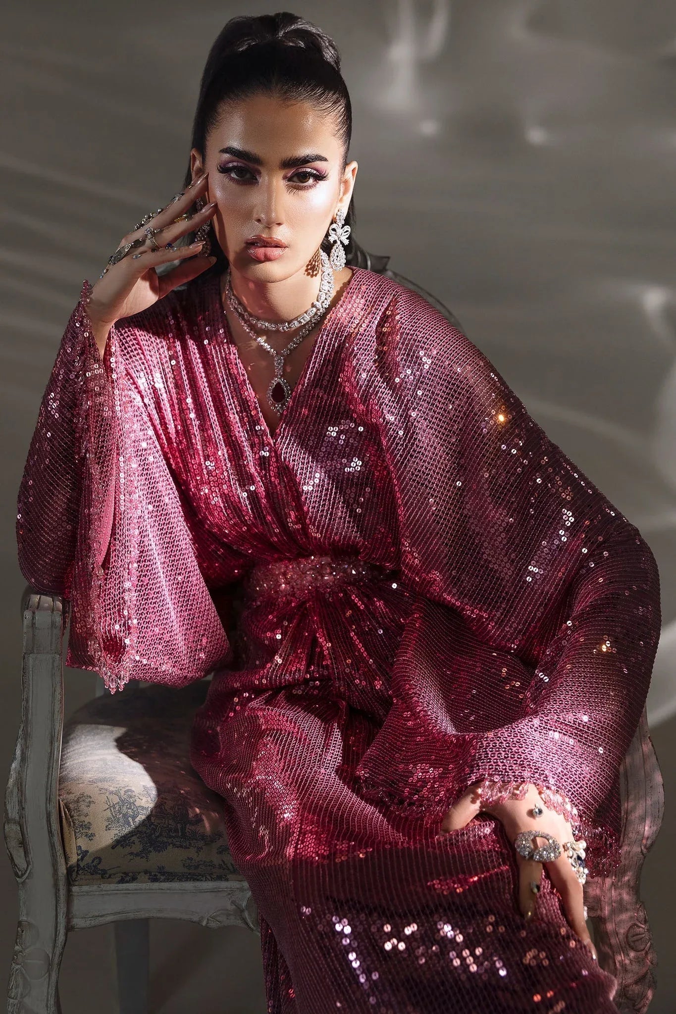 Elan | Lueur Dor | ‘BLUSH PAILLETÉ (EP-21401) - Aqsa Fabrics