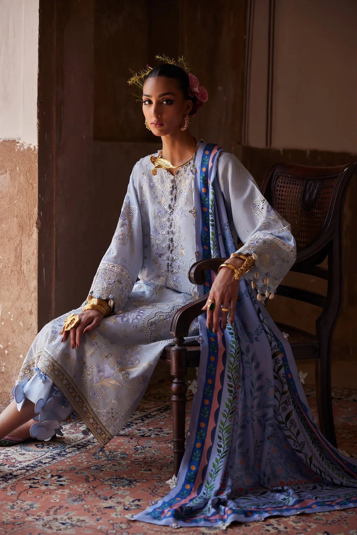 Elan | Luxury Lawn 25 | SERENE (EL25-01 B) - Aqsa Fabrics