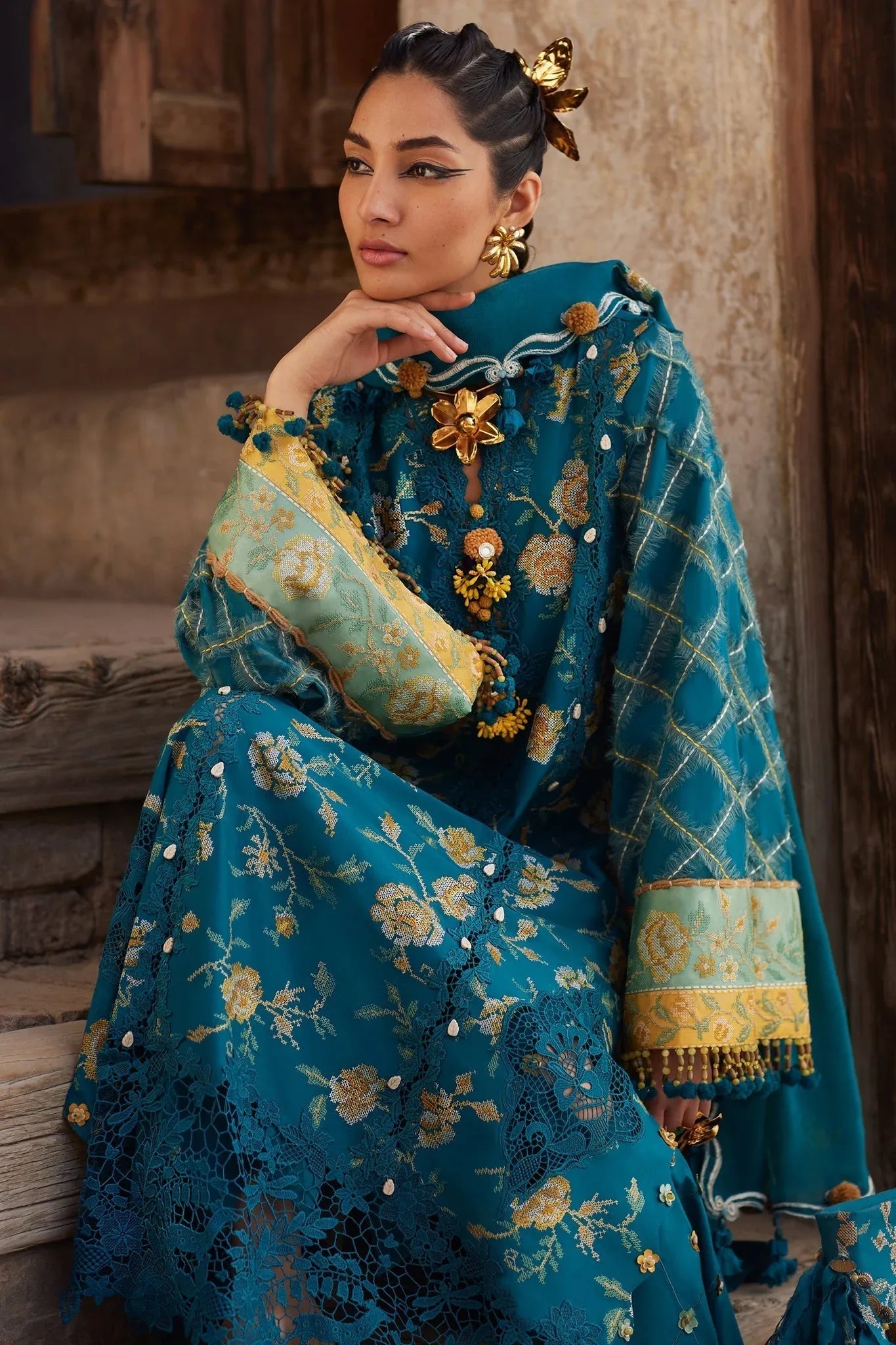 Elan | Luxury Lawn 25 | OPHELIA (EL25-10 A) - Aqsa Fabrics