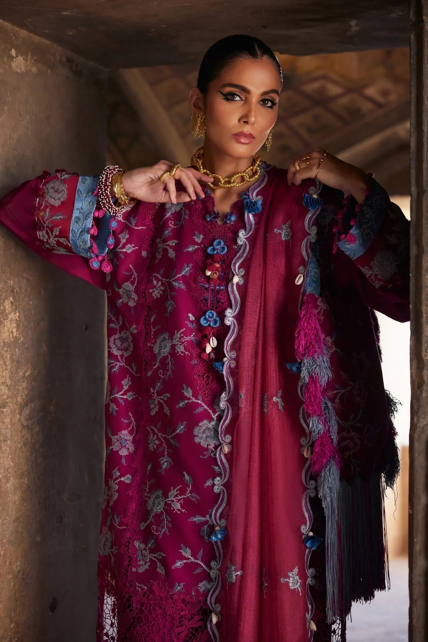Elan | Luxury Lawn 25 | OPHELIA (EL25-10 B) - Aqsa Fabrics
