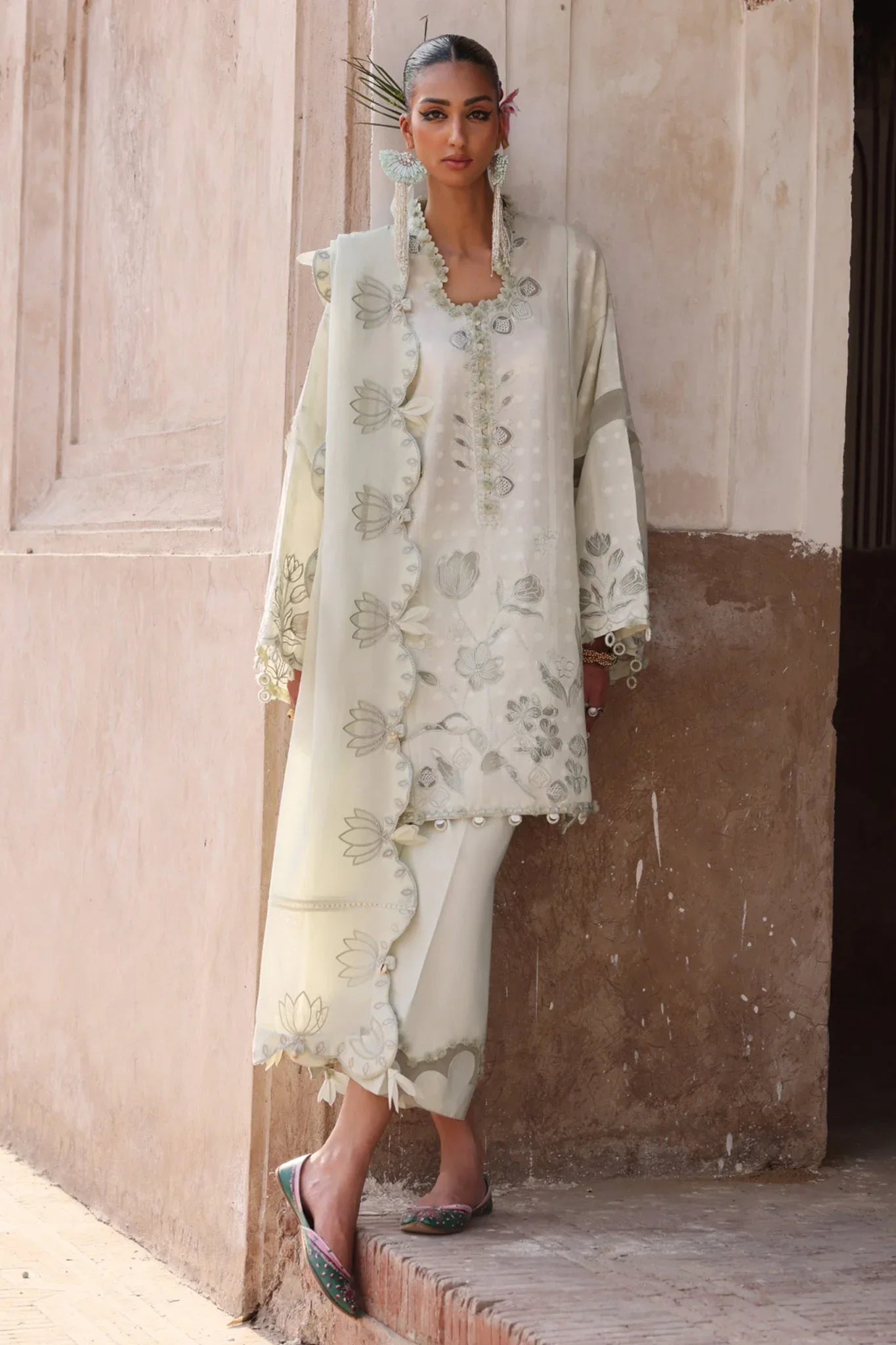 Elan | Luxury Lawn 25 | CELESTINE (EL25-05 A) - Aqsa Fabrics