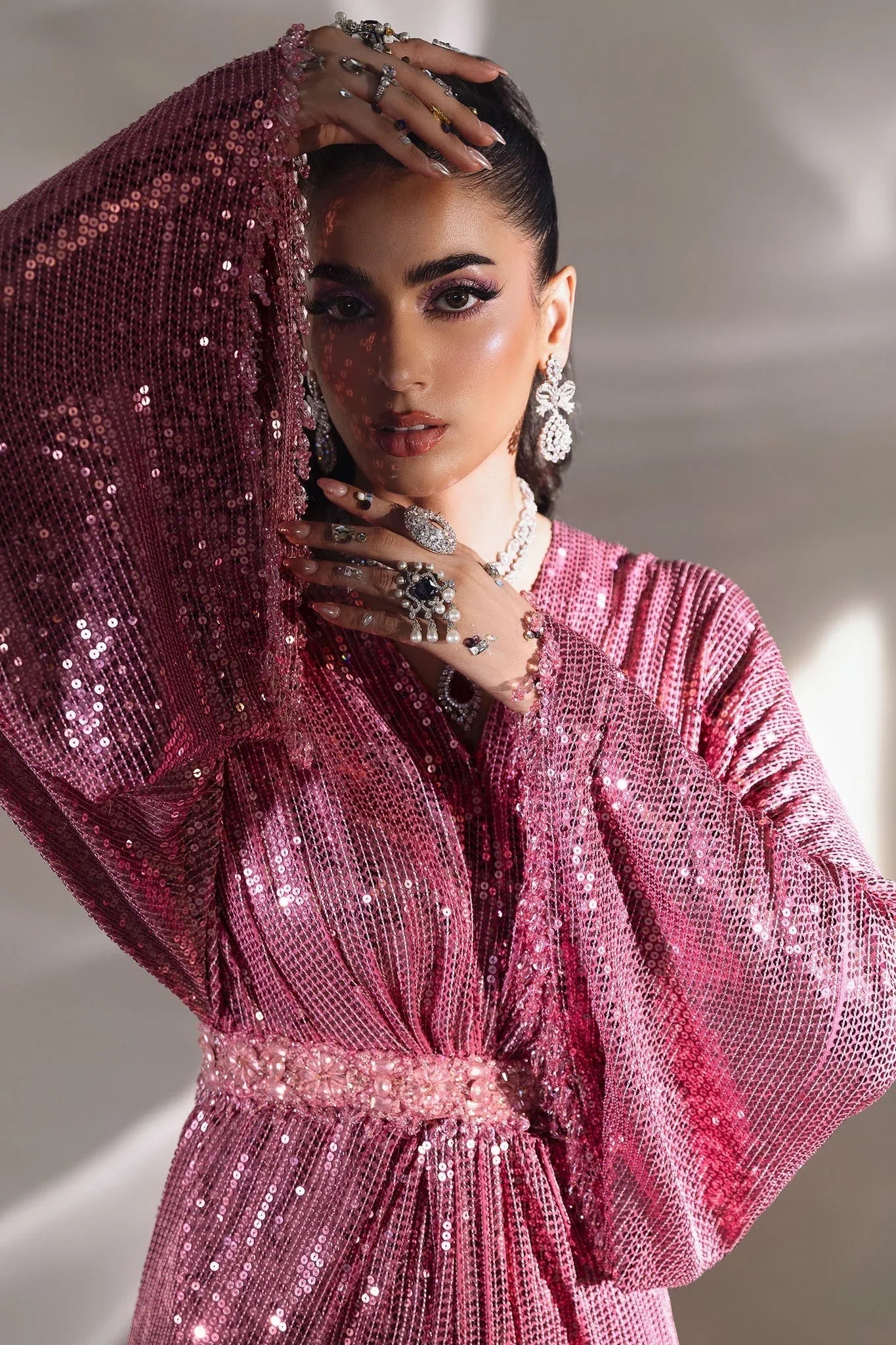 Elan | Lueur Dor | ‘BLUSH PAILLETÉ (EP-21401) - Aqsa Fabrics