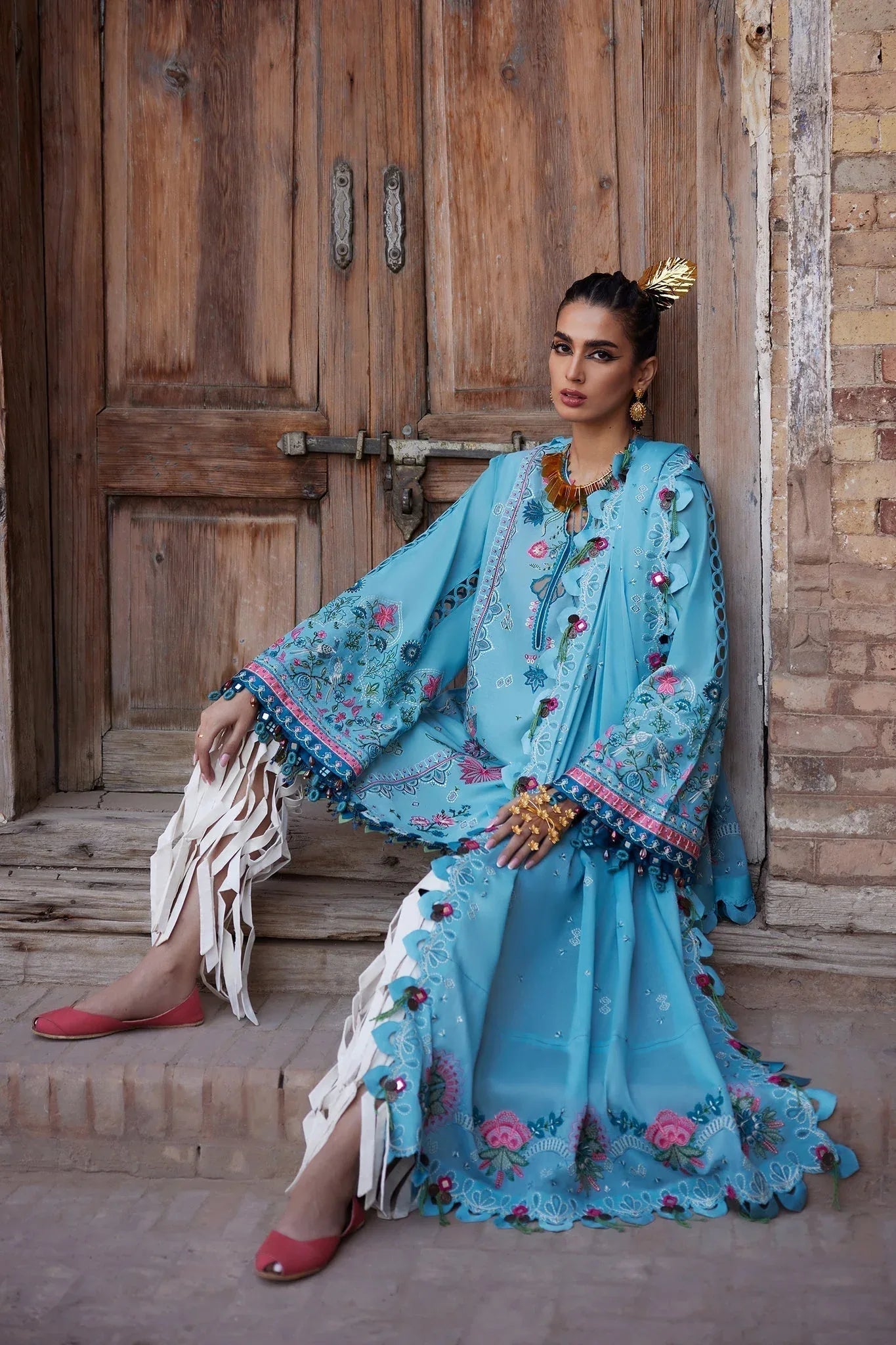 Elan | Luxury Lawn 25 | ISLA BLEU (EL25-11 A) - Aqsa Fabrics