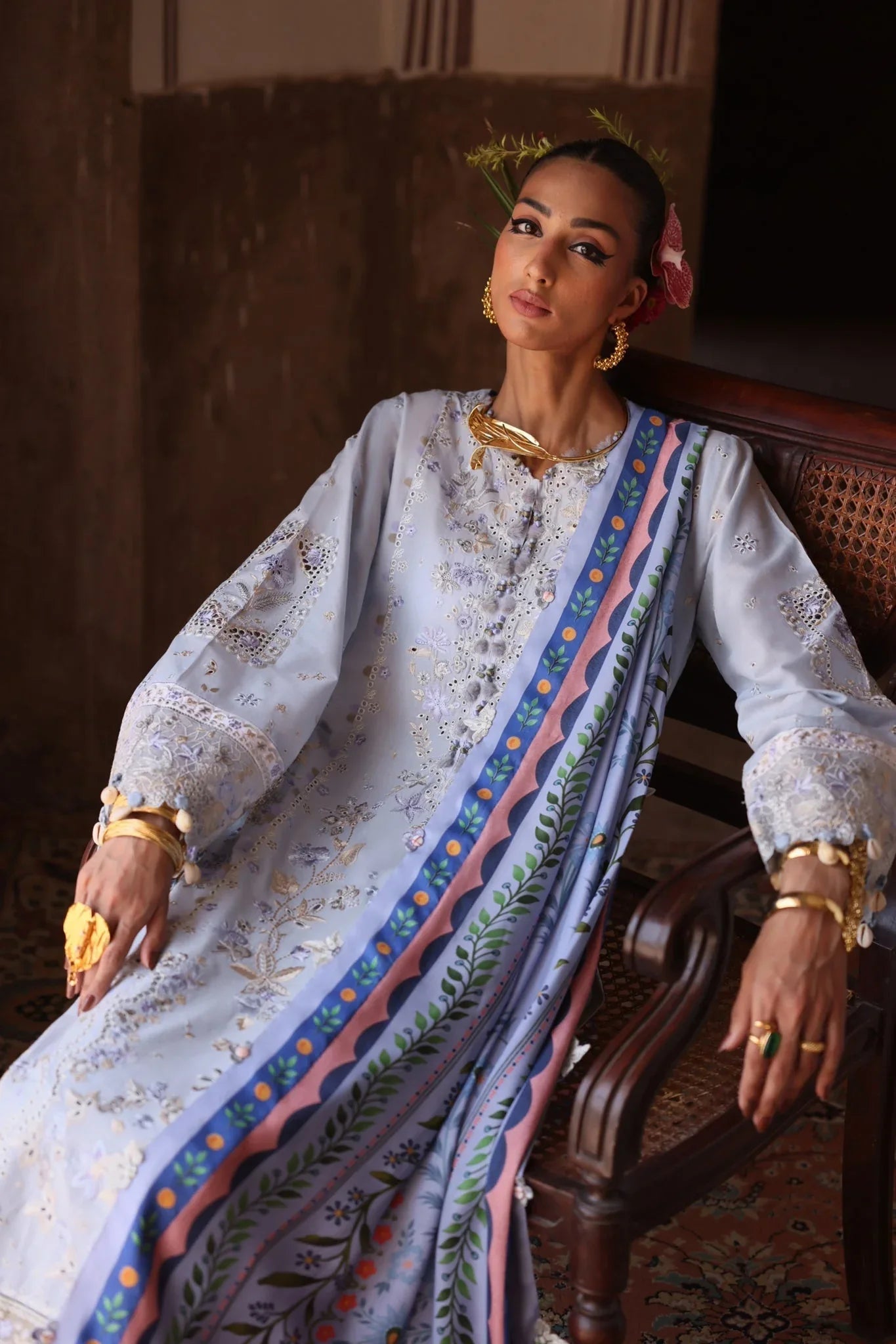 Elan | Luxury Lawn 25 | SERENE (EL25-01 B) - Aqsa Fabrics