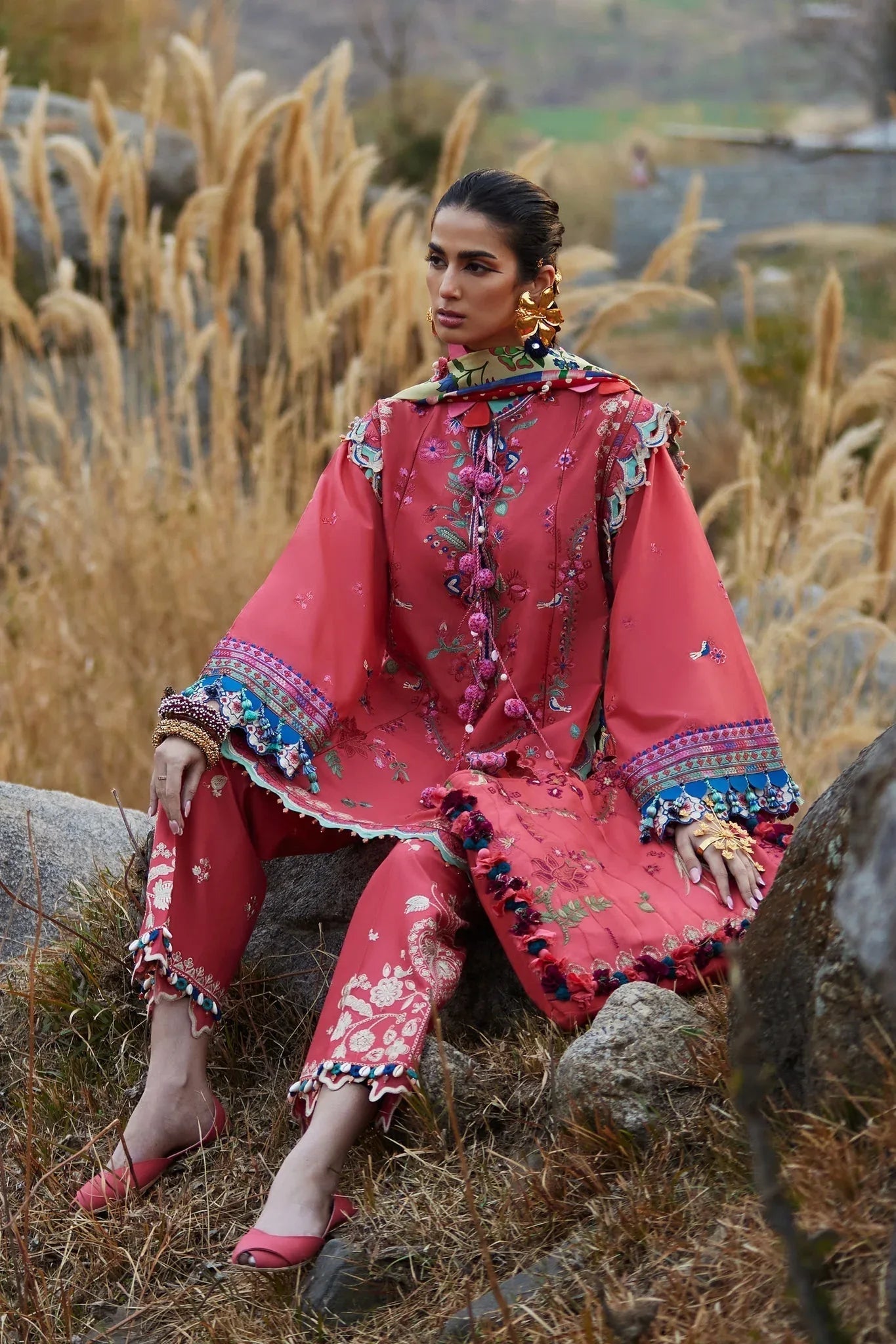 Elan | Luxury Lawn 25 | AURIELLE (EL25-06 B) - Aqsa Fabrics