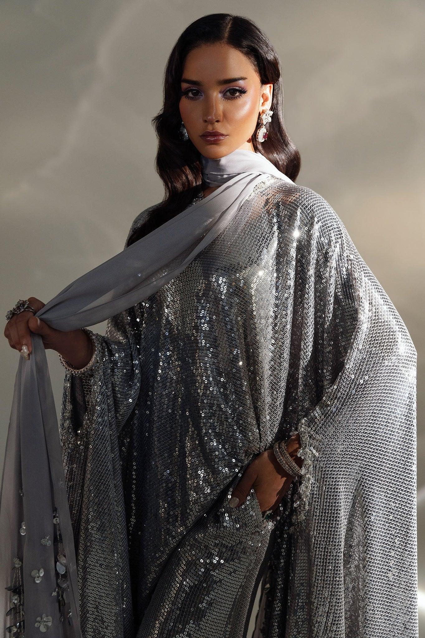 Elan | Lueur Dor | CÉLESTE ARGENTÉE (EP-21404) - Aqsa Fabrics