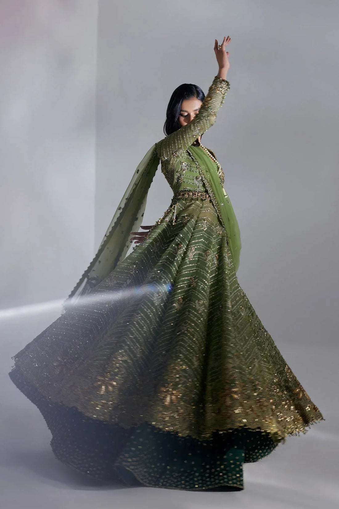 Elan | Luxury Wedding Wears | SCINTILLANT OLIVE (EP-20995)