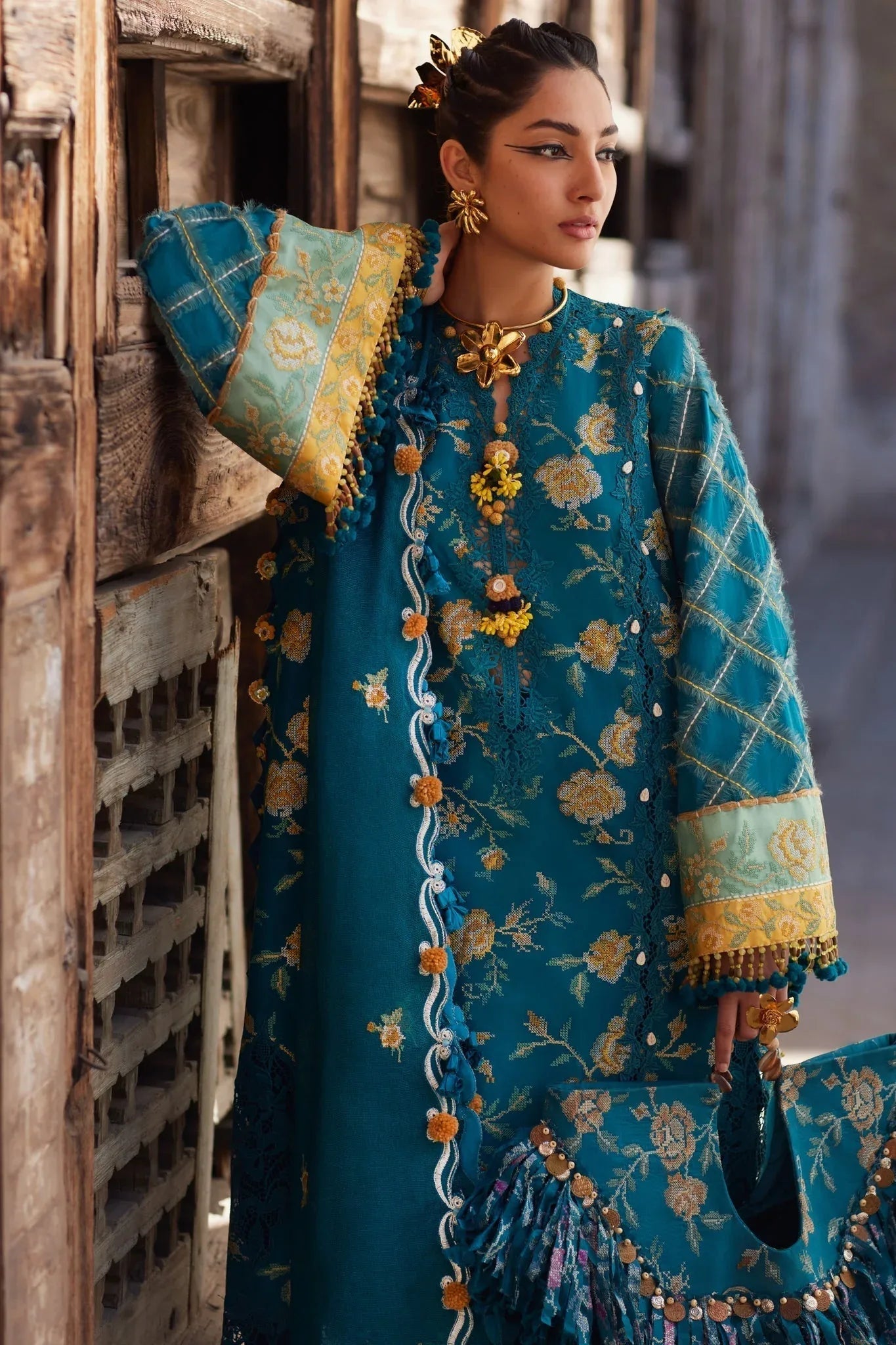 Elan | Luxury Lawn 25 | OPHELIA (EL25-10 A) - Aqsa Fabrics