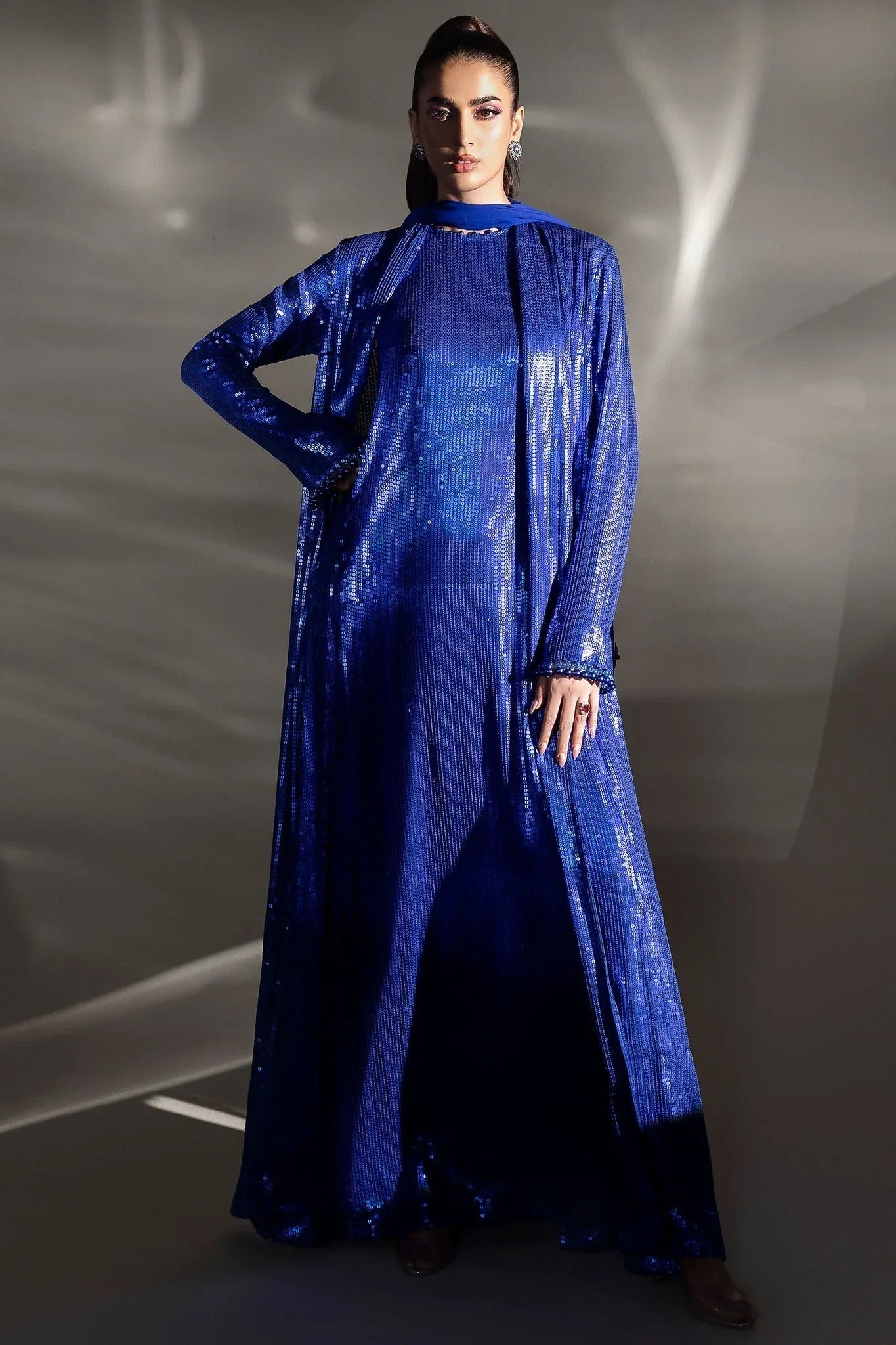 Elan | Lueur Dor | BLEU ECLAT (EP-21402) - Aqsa Fabrics