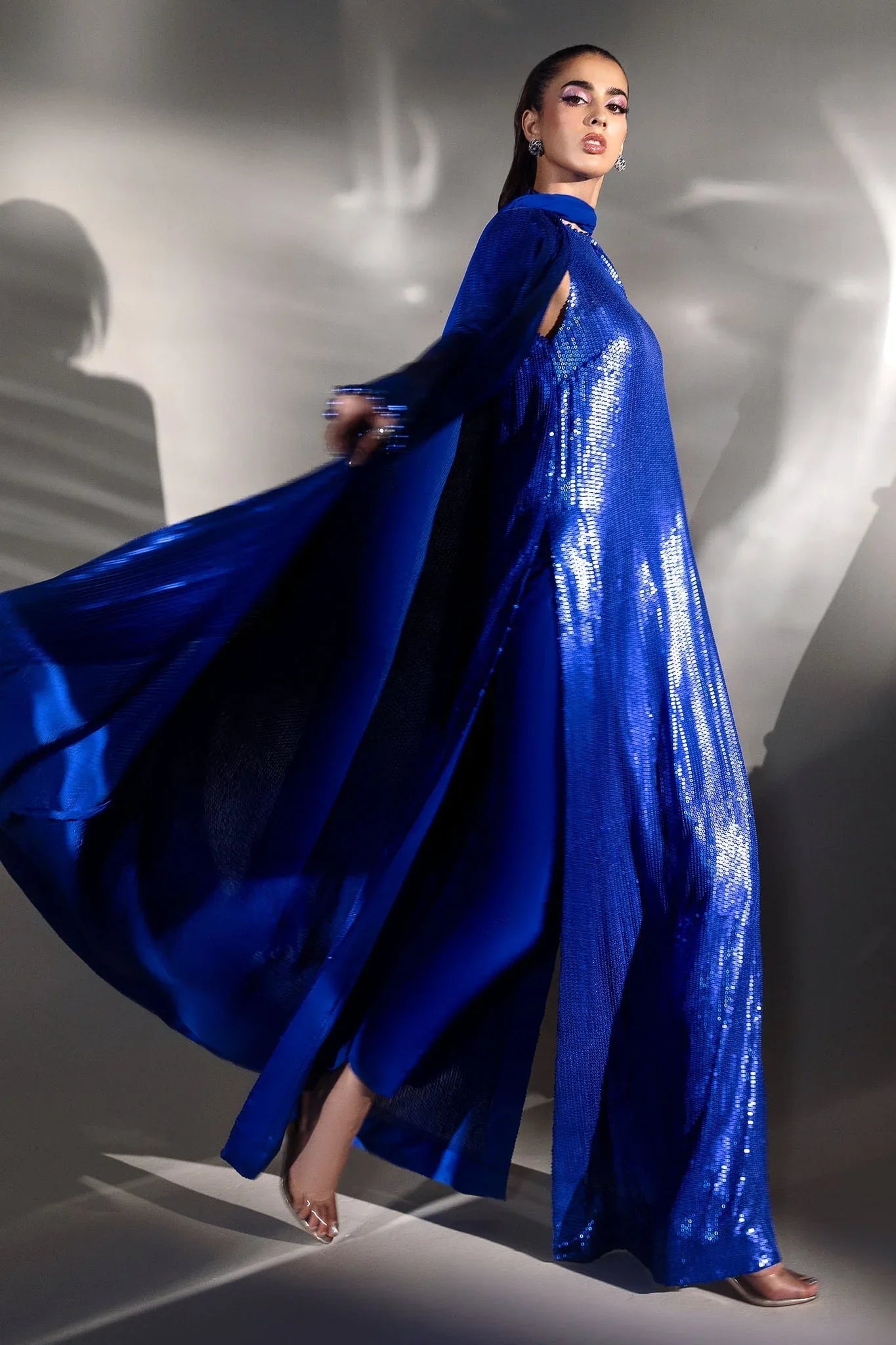 Elan | Lueur Dor | BLEU ECLAT (EP-21402) - Aqsa Fabrics