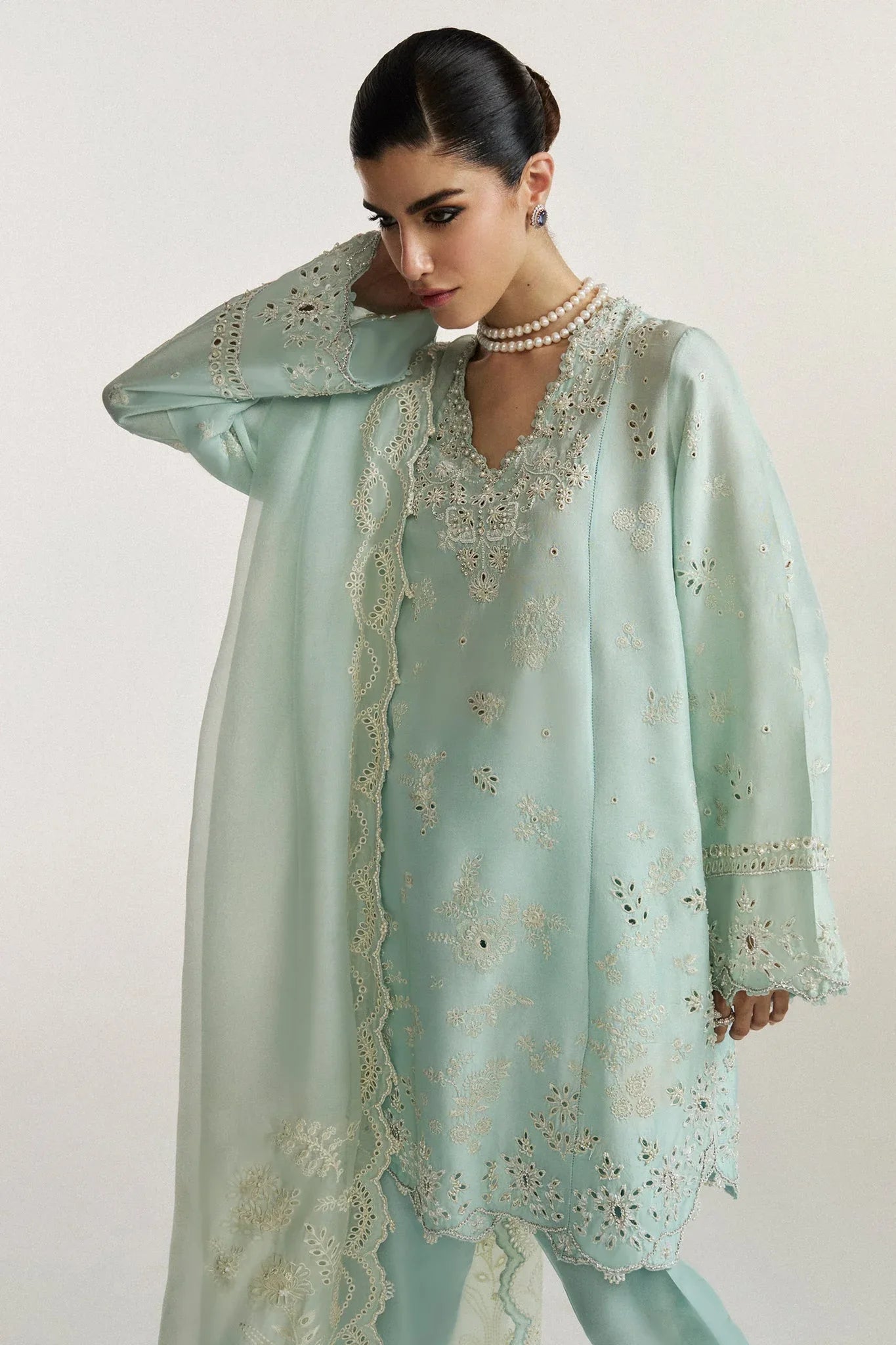 Elan I Vital Ornee I BLEU SÉRÉNITÉ (EV-21359) - Aqsa Fabrics