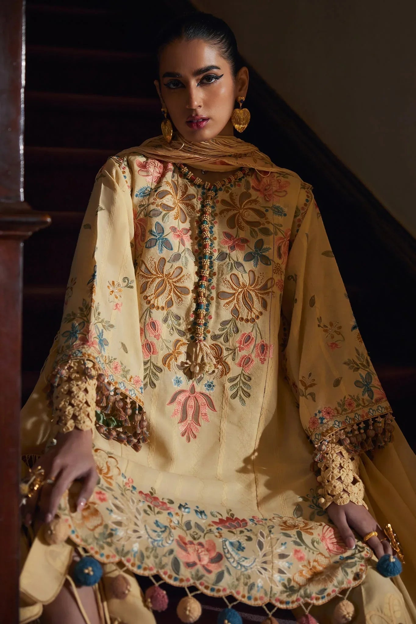 Elan | Luxury Lawn 25 | ZAHARA (EL25-07 A) - Aqsa Fabrics
