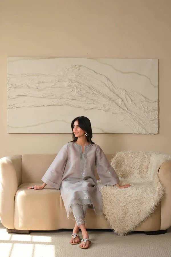 Noor by Saadia Asad | Noor Pret 25 | D3 - Neutral Noir - Aqsa Fabrics