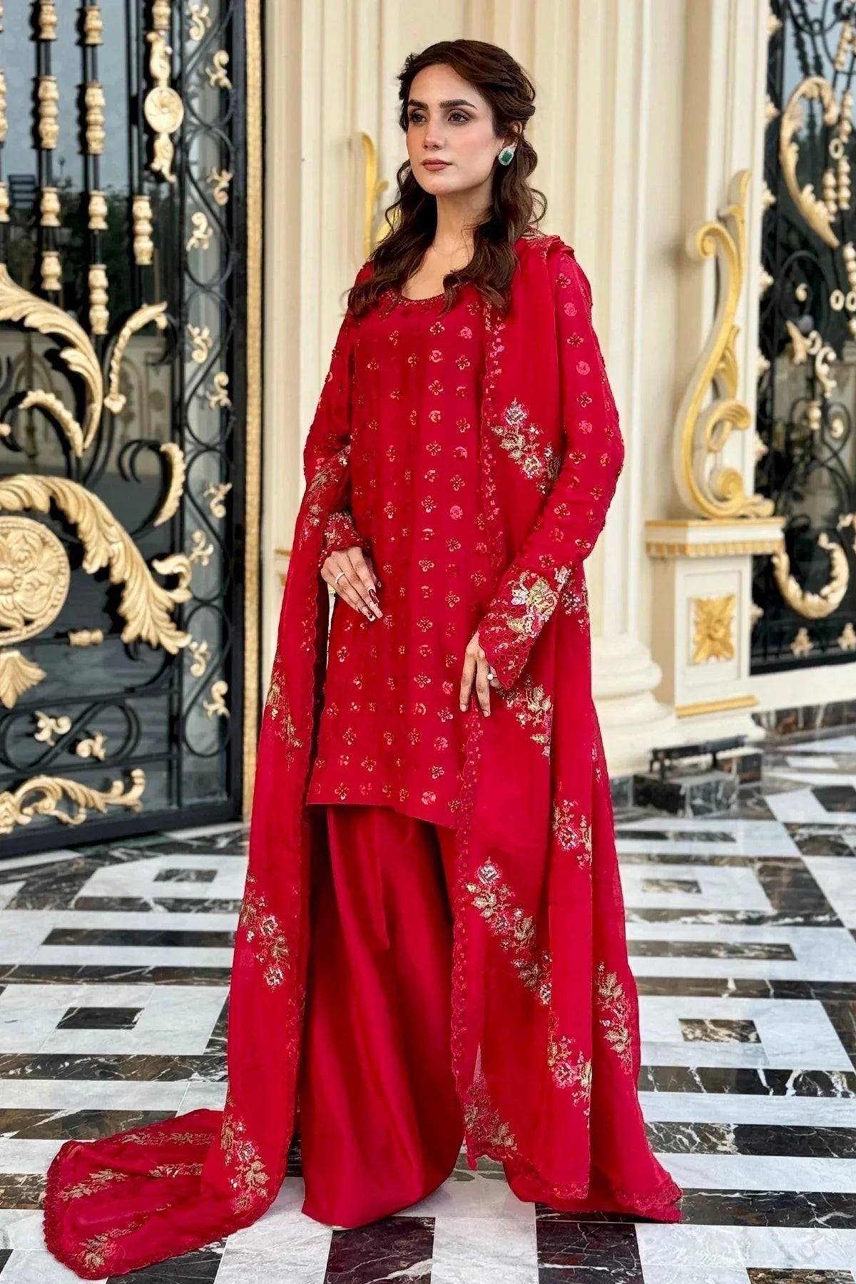 Mina Kashif | Loona Lawn 25 | Ruby - Aqsa Fabrics