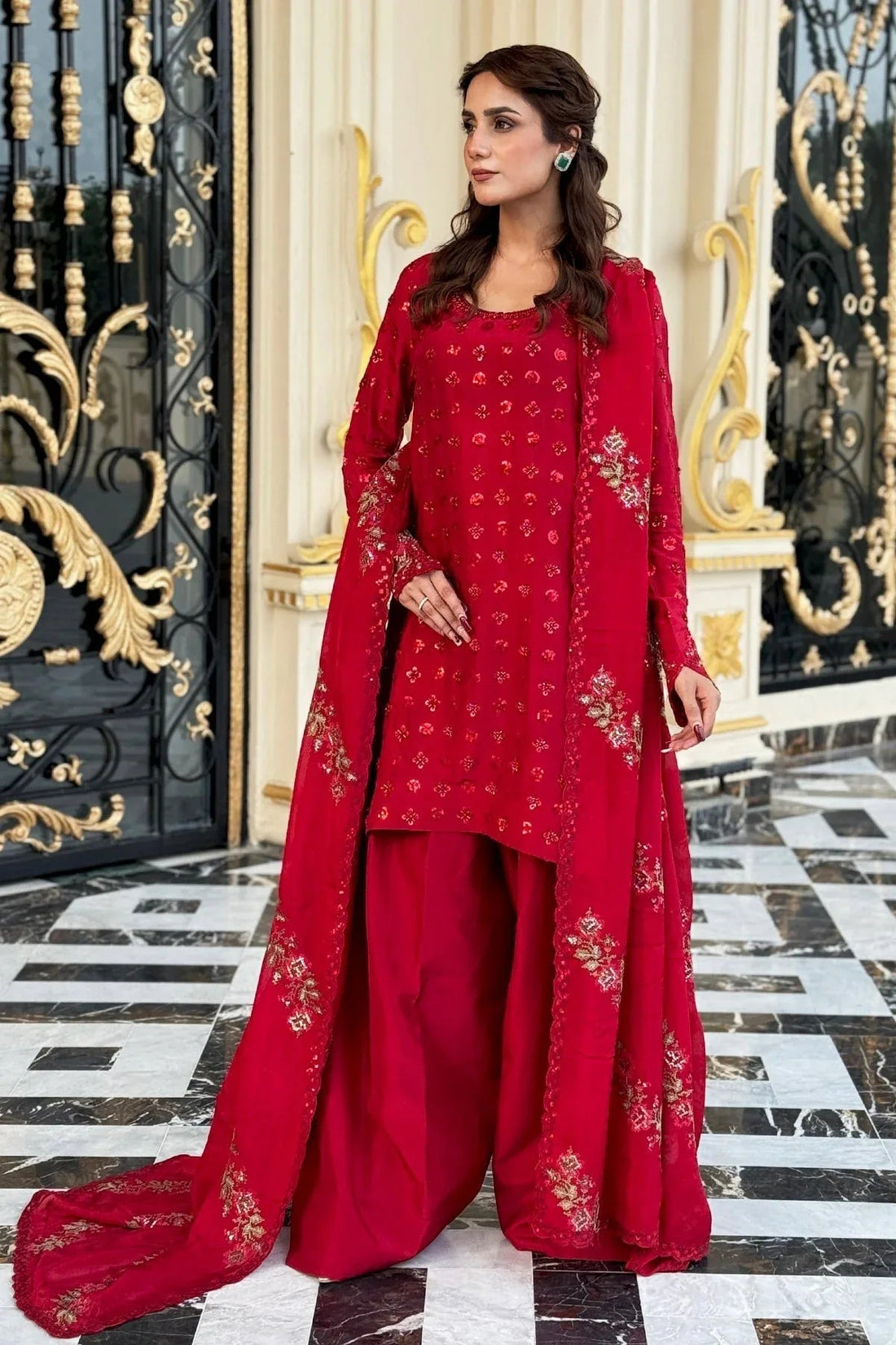 Mina Kashif | Loona Lawn 25 | Ruby - Aqsa Fabrics