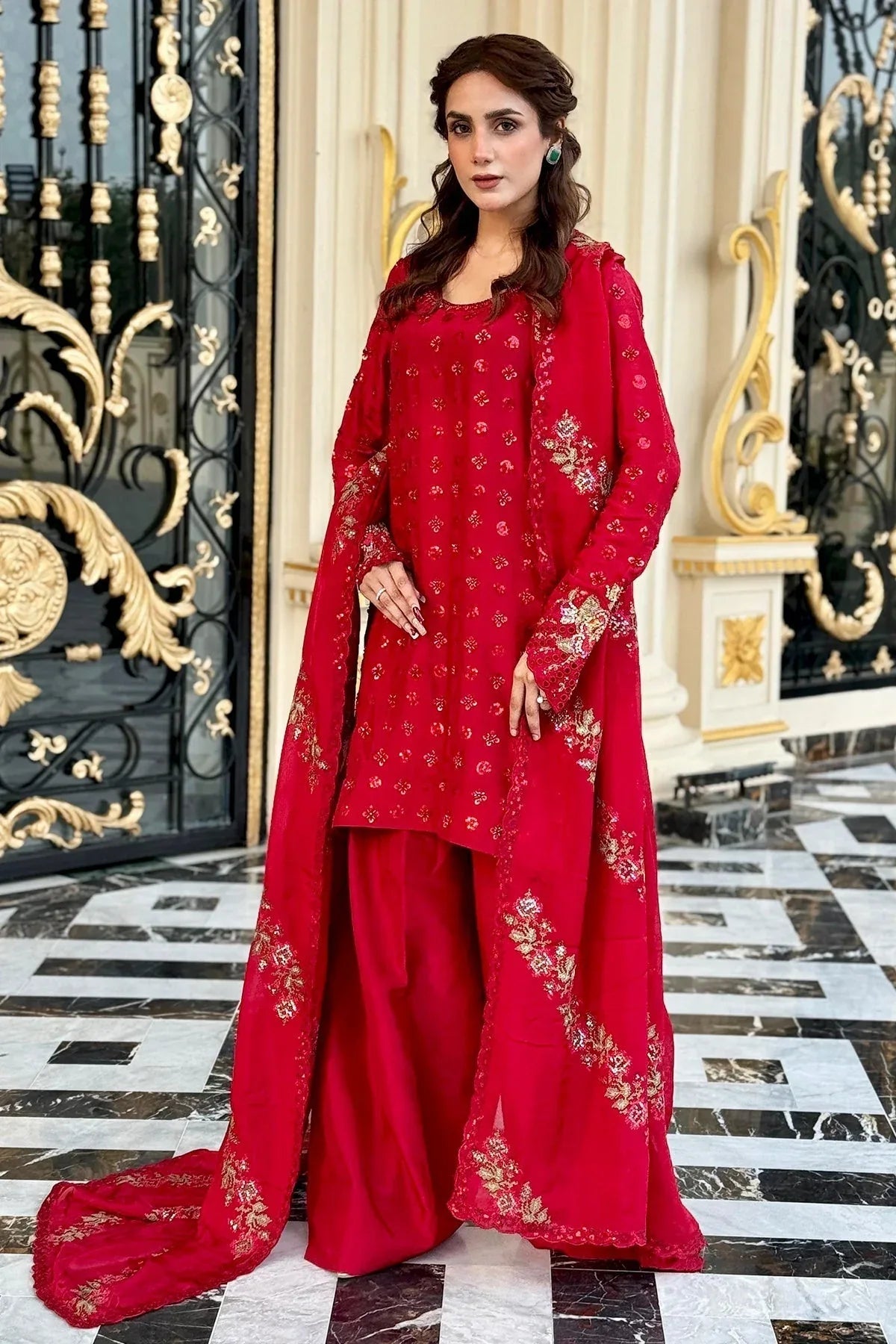 Mina Kashif | Loona Lawn 25 | Ruby - Aqsa Fabrics