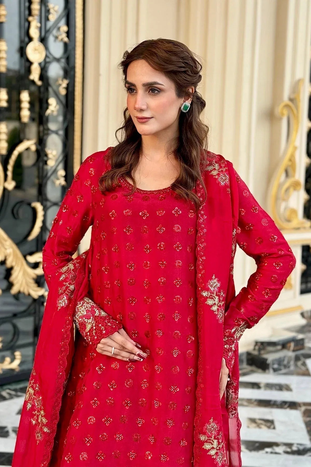 Mina Kashif | Loona Lawn 25 | Ruby - Aqsa Fabrics
