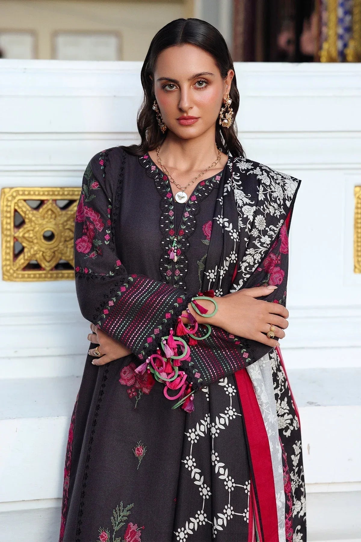 Charizma | Poshima Winters 25 |  3-pc Unstitched Wool Shawl Collection PSW5-05 - Aqsa Fabrics