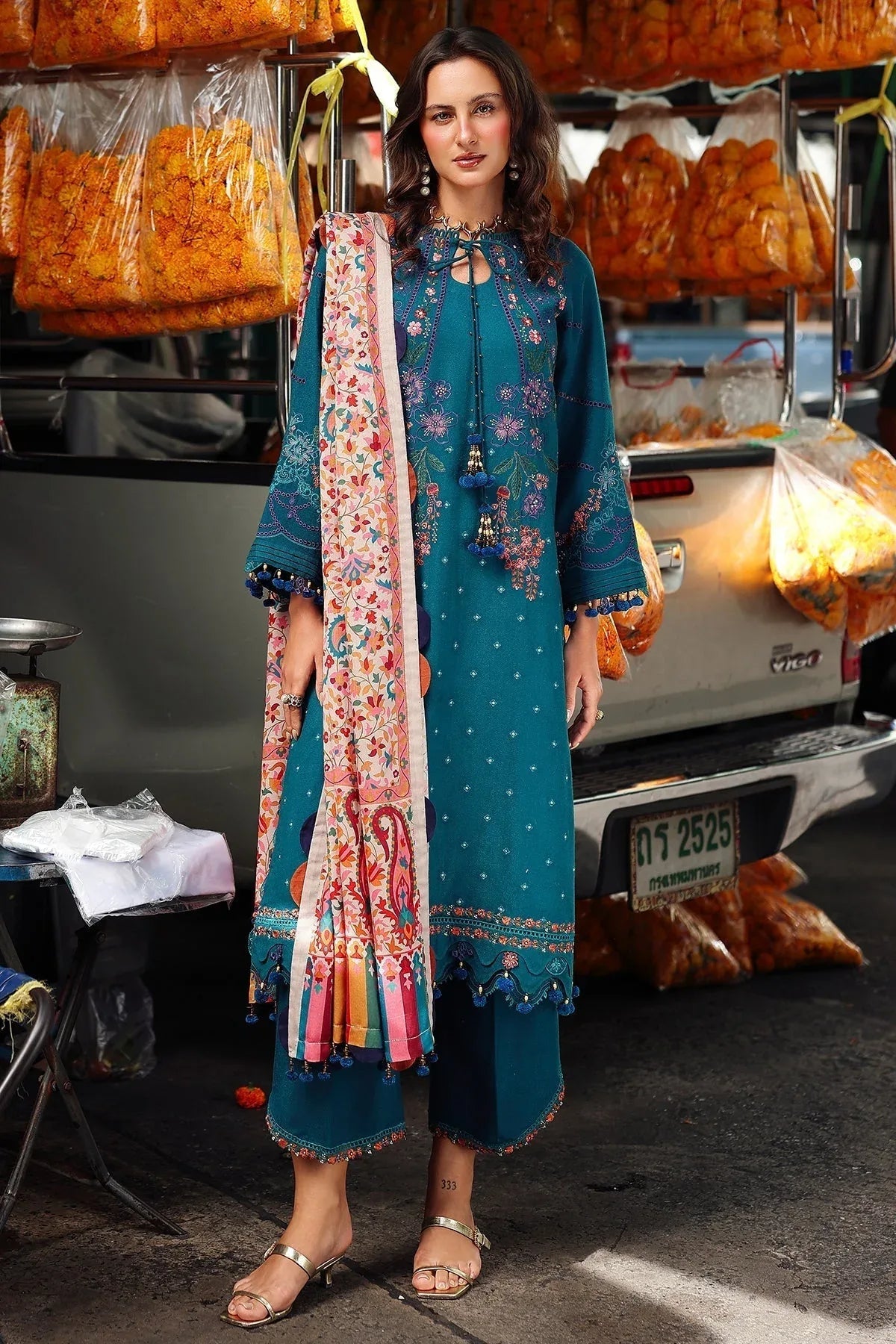 Charizma | Poshima Winters 25 | 3-pc Unstitched Wool Shawl Collection PSW5-06 - Aqsa Fabrics