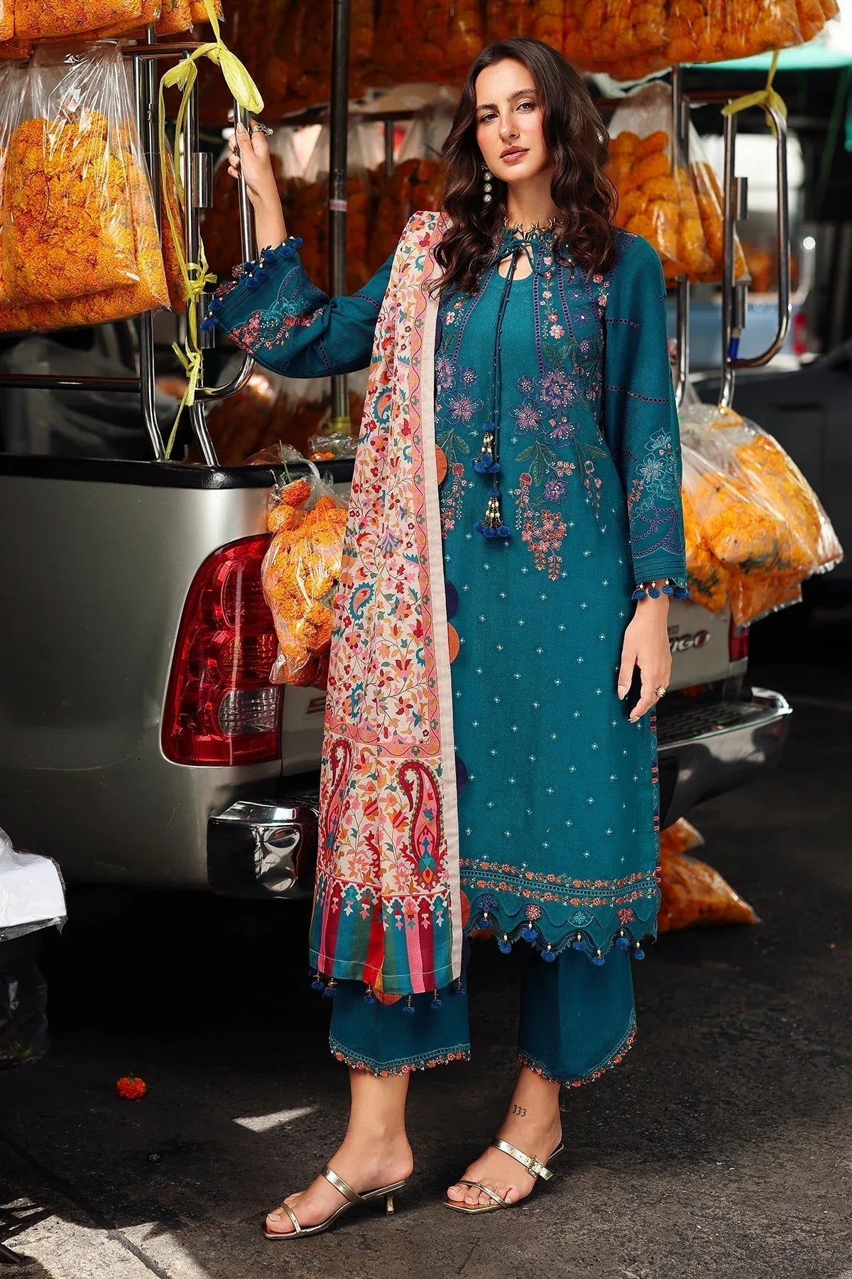 Charizma | Poshima Winters 25 | 3-pc Unstitched Wool Shawl Collection PSW5-06 - Aqsa Fabrics