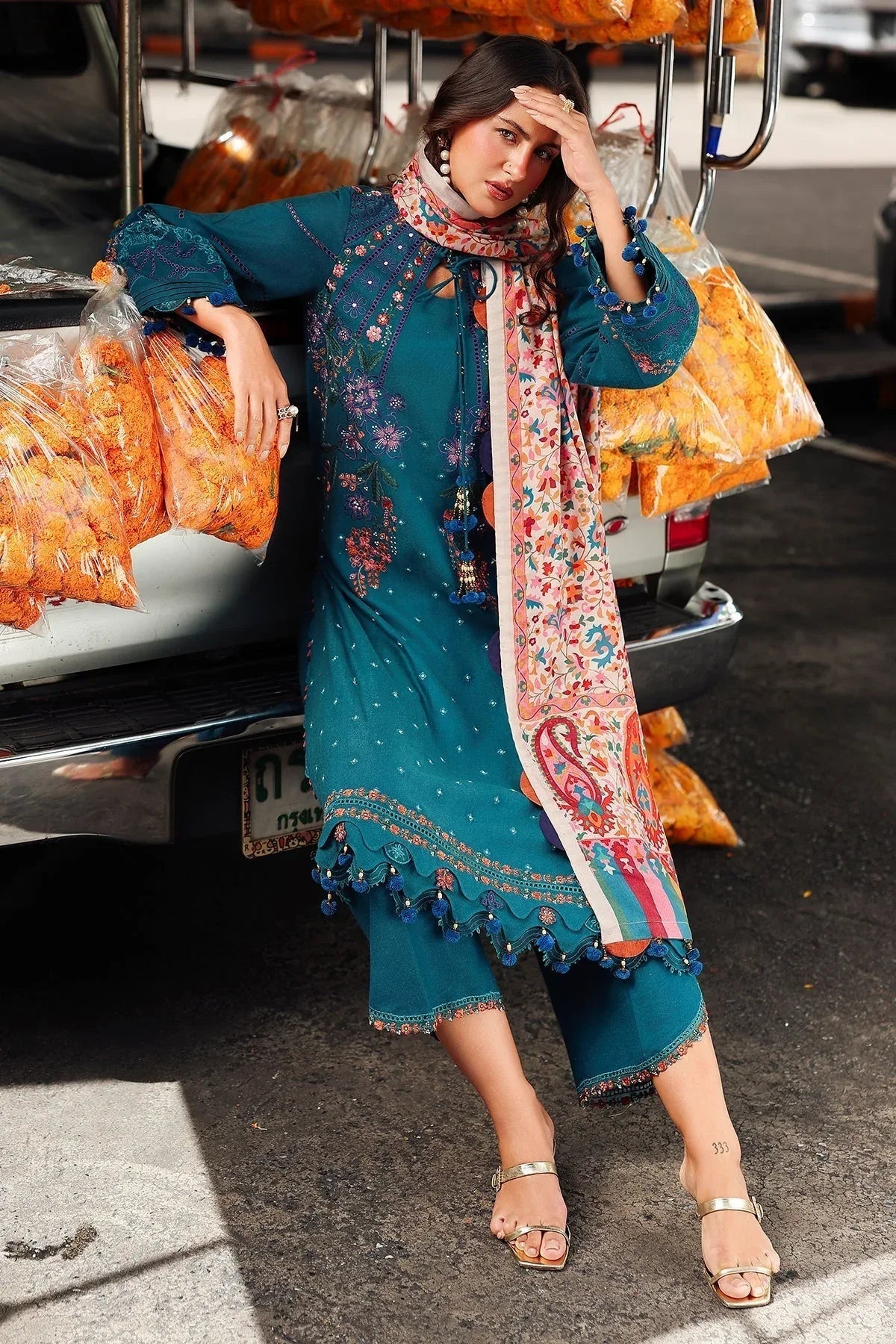 Charizma | Poshima Winters 25 | 3-pc Unstitched Wool Shawl Collection PSW5-06 - Aqsa Fabrics